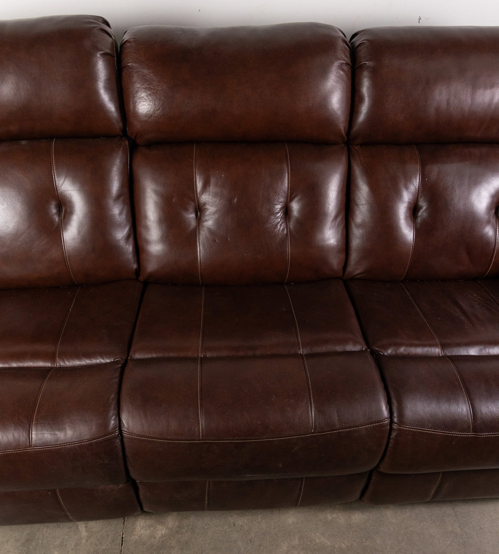Contemporary Brown Leather Sofa - 3