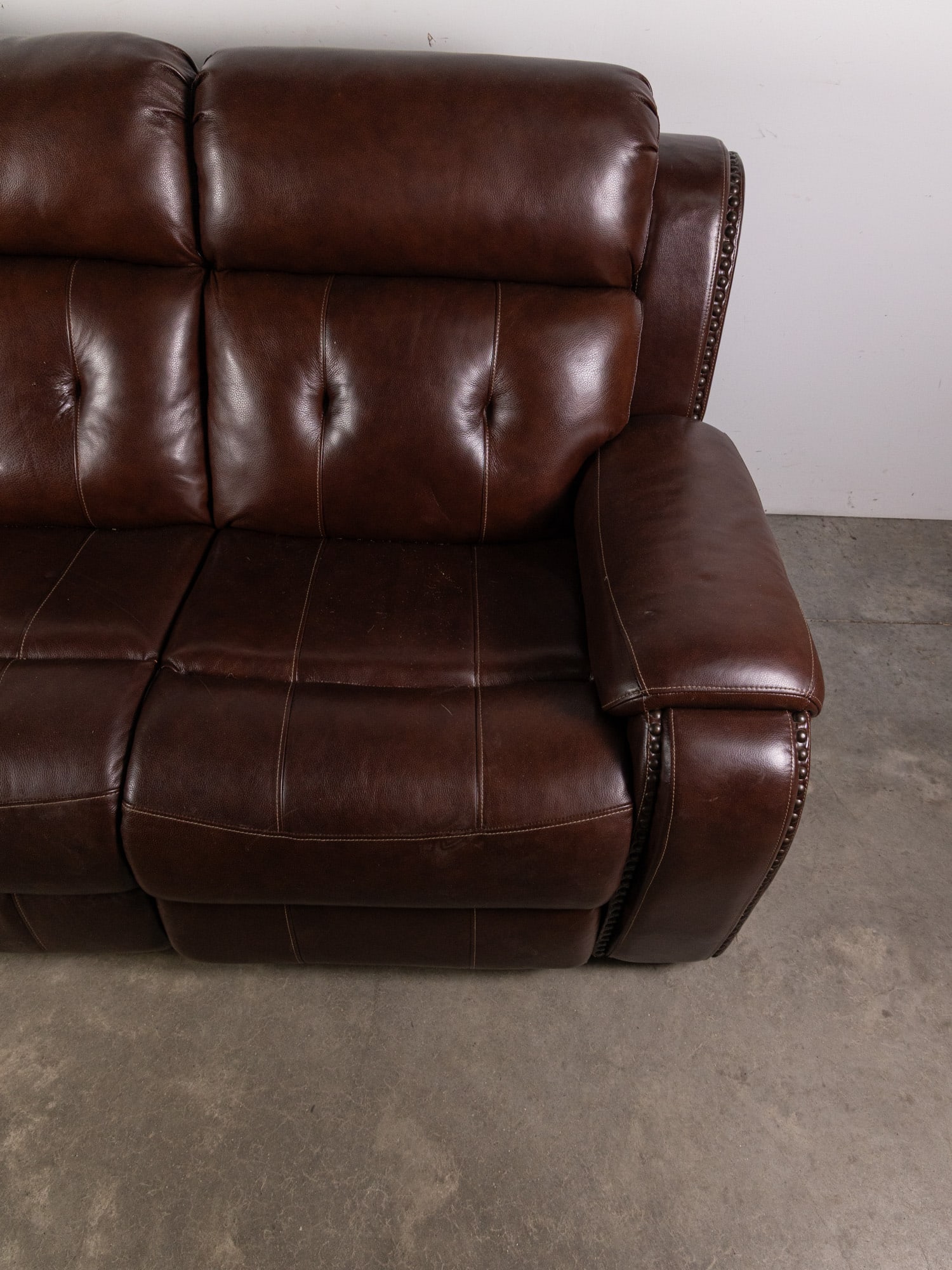 Contemporary Brown Leather Sofa - 4