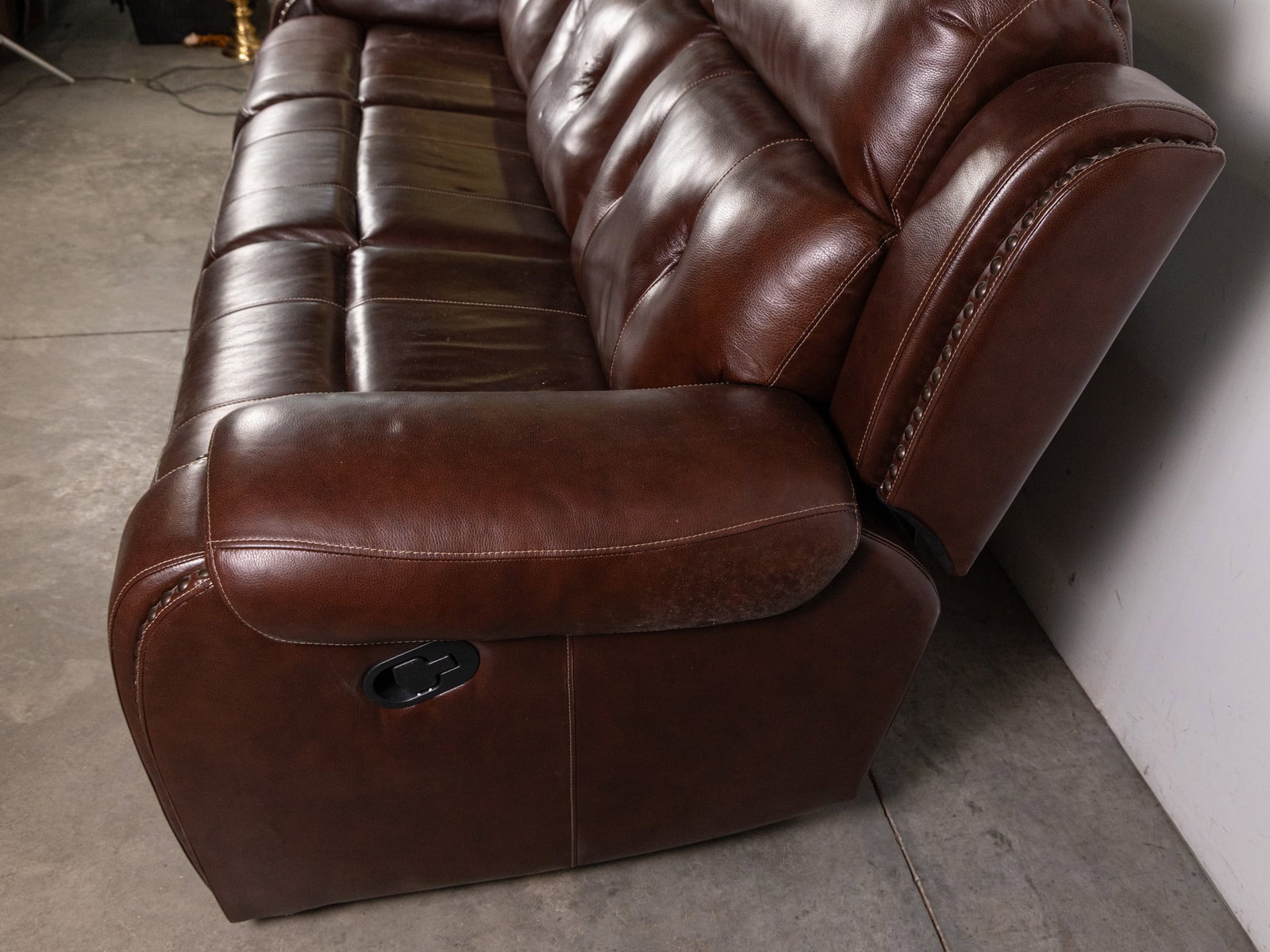 Contemporary Brown Leather Sofa - 5
