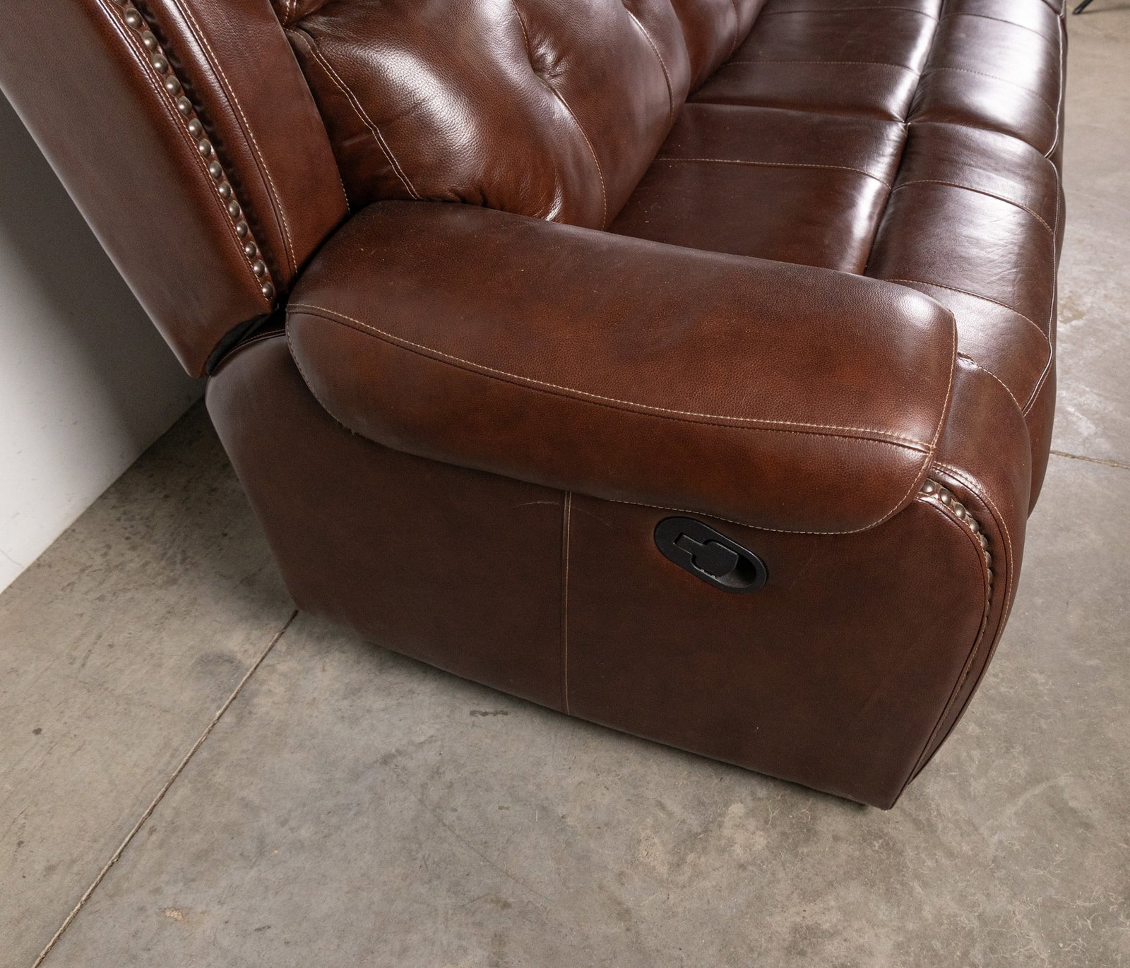 Contemporary Brown Leather Sofa - 6