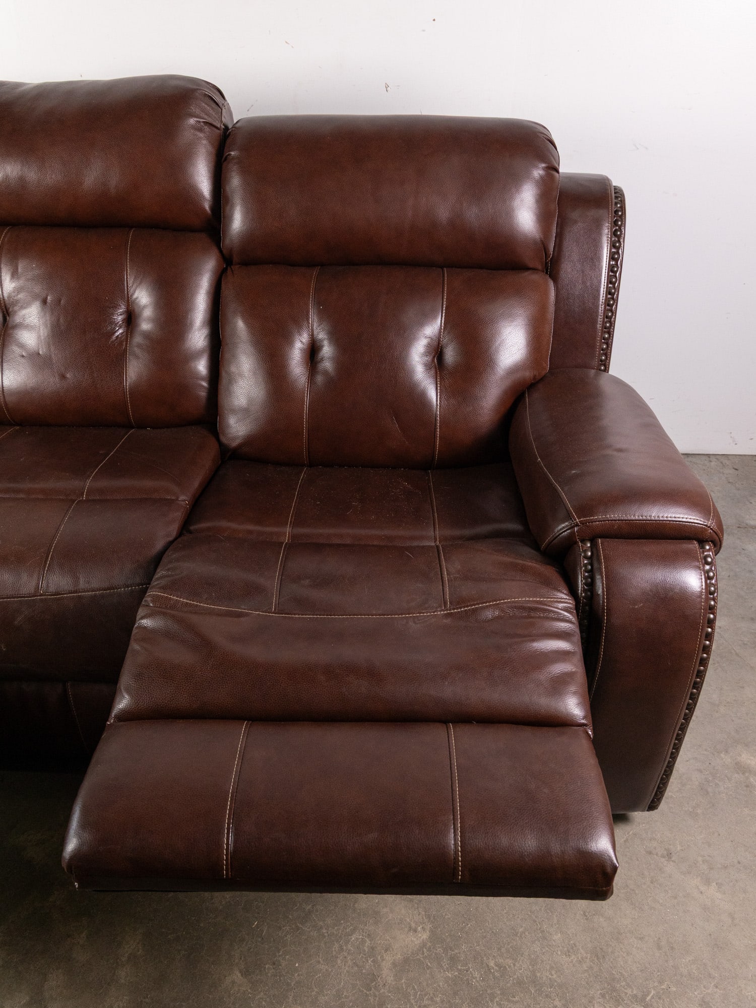 Contemporary Brown Leather Sofa - 8