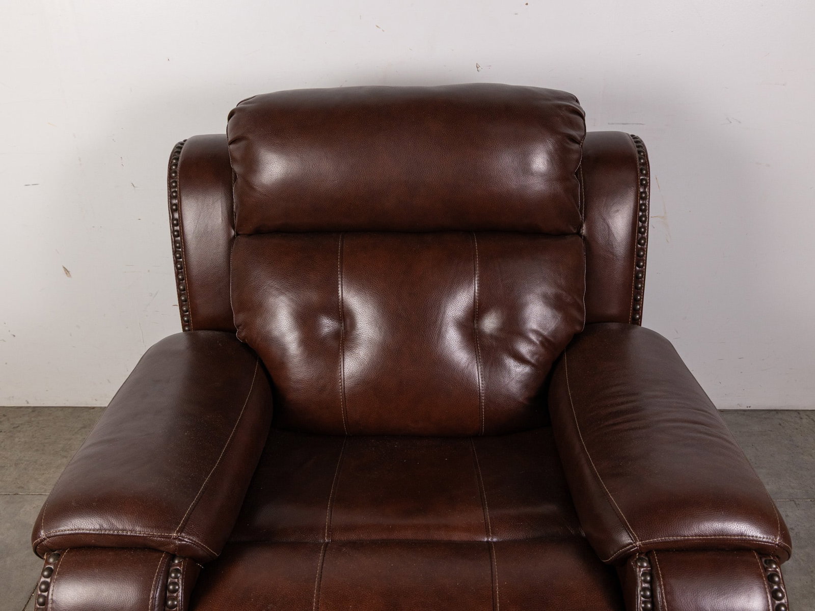 Contemporary Brown Leather Arm Chair - 3