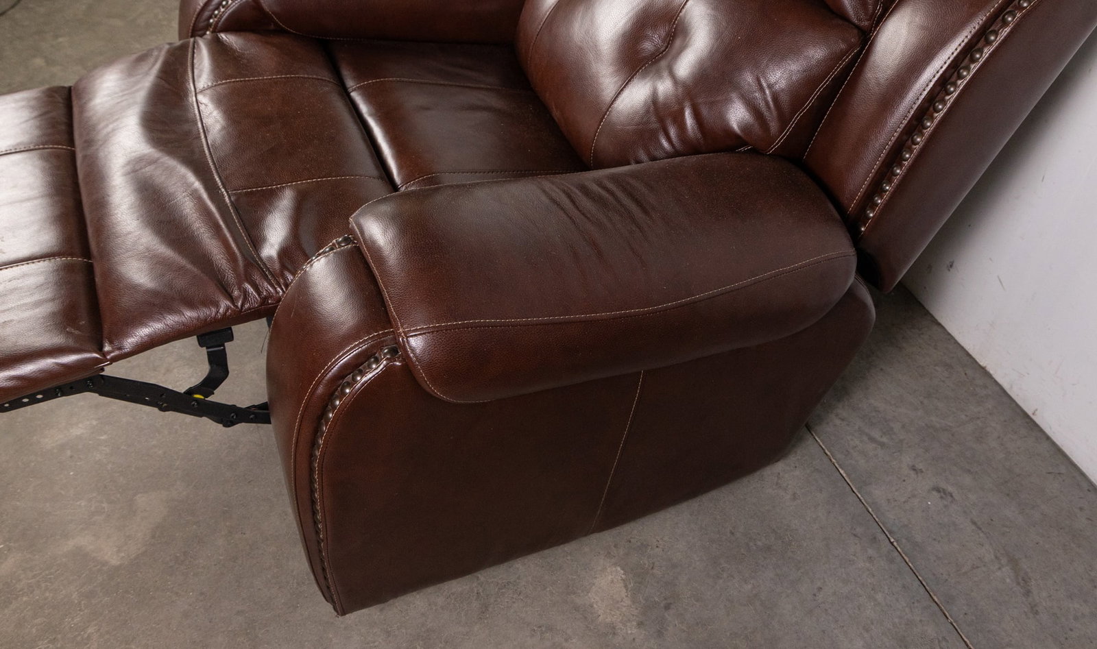 Contemporary Brown Leather Arm Chair - 5