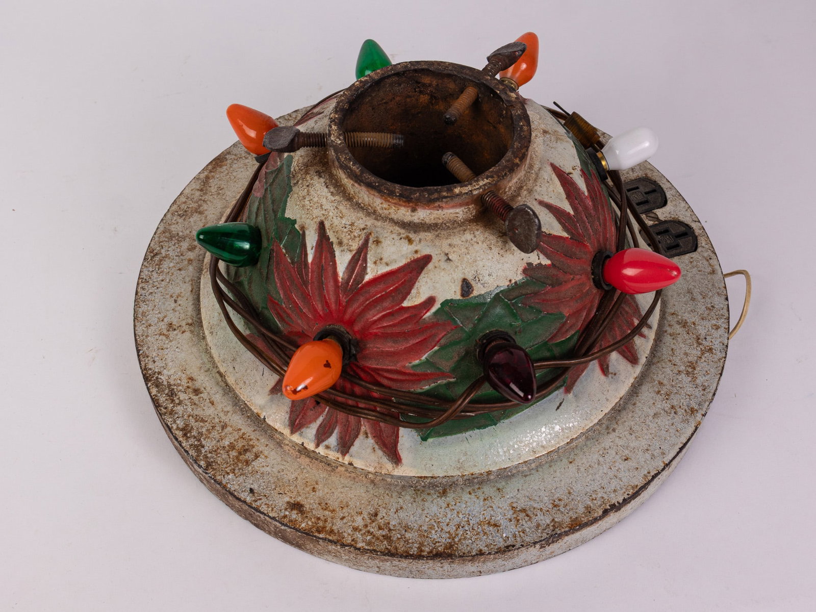 Antique Cast Iron Poinsettia Christmas Tree Stand - 3