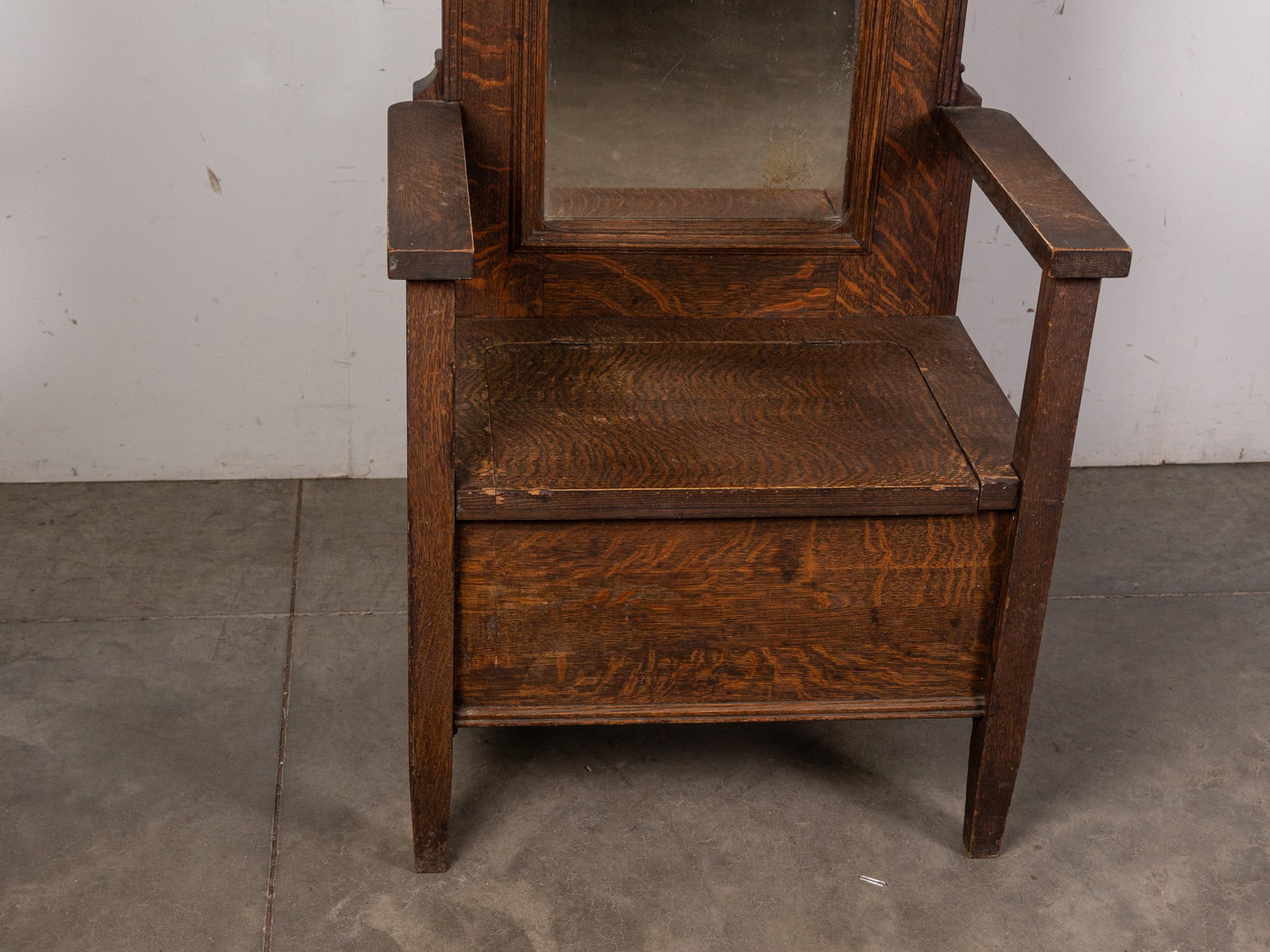 Antique Oak Hall Rack with Mirror - 2