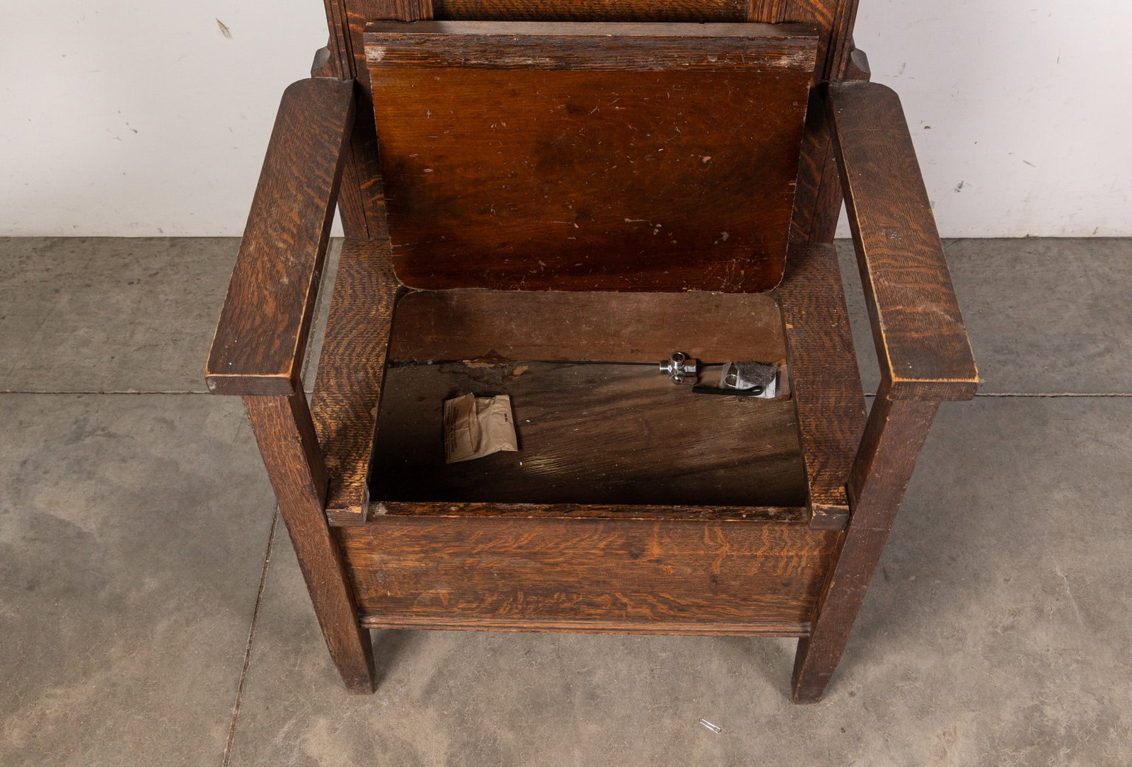 Antique Oak Hall Rack with Mirror - 5