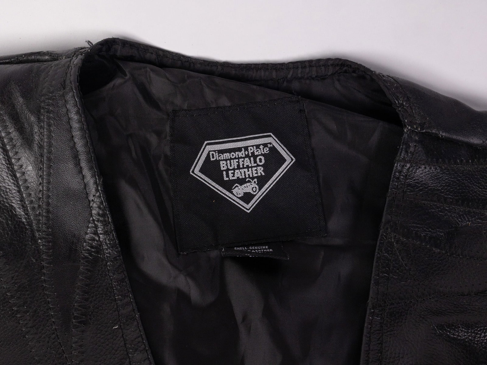 Diamond Plate Buffalo Leather Brand Biker Vest - 3