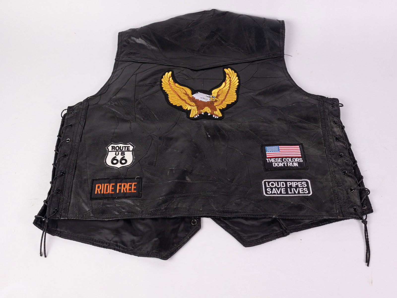 Diamond Plate Buffalo Leather Brand Biker Vest - 7
