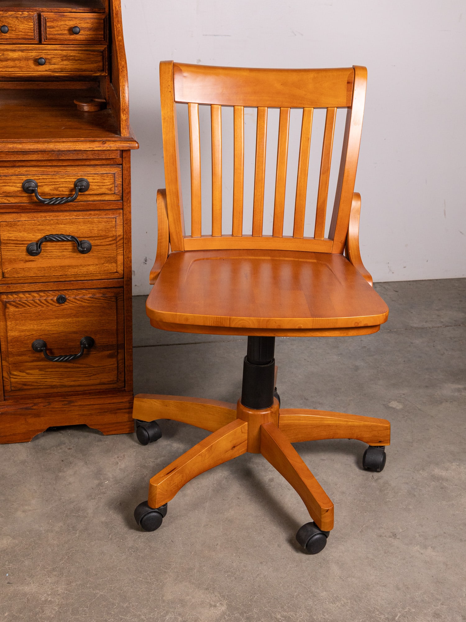 Winners Only Scroll Top Oak Desk with Chair - 2