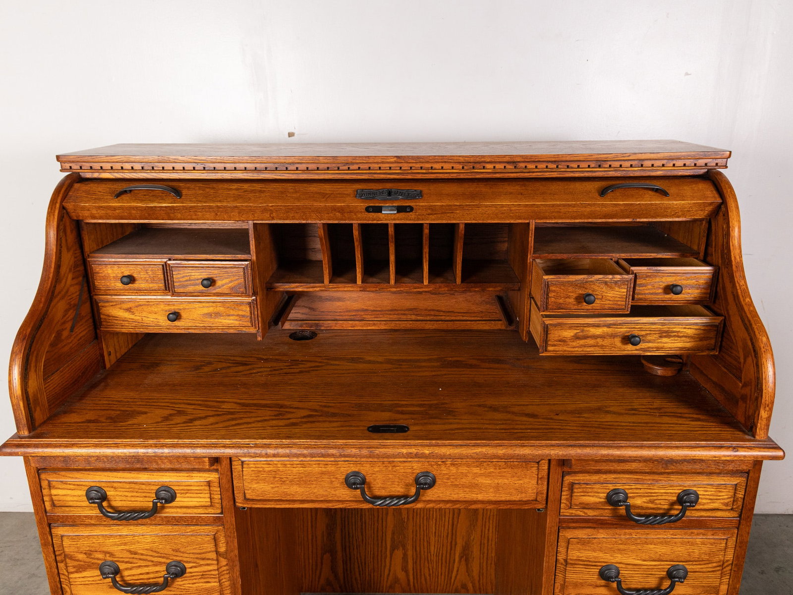 Winners Only Scroll Top Oak Desk with Chair - 6