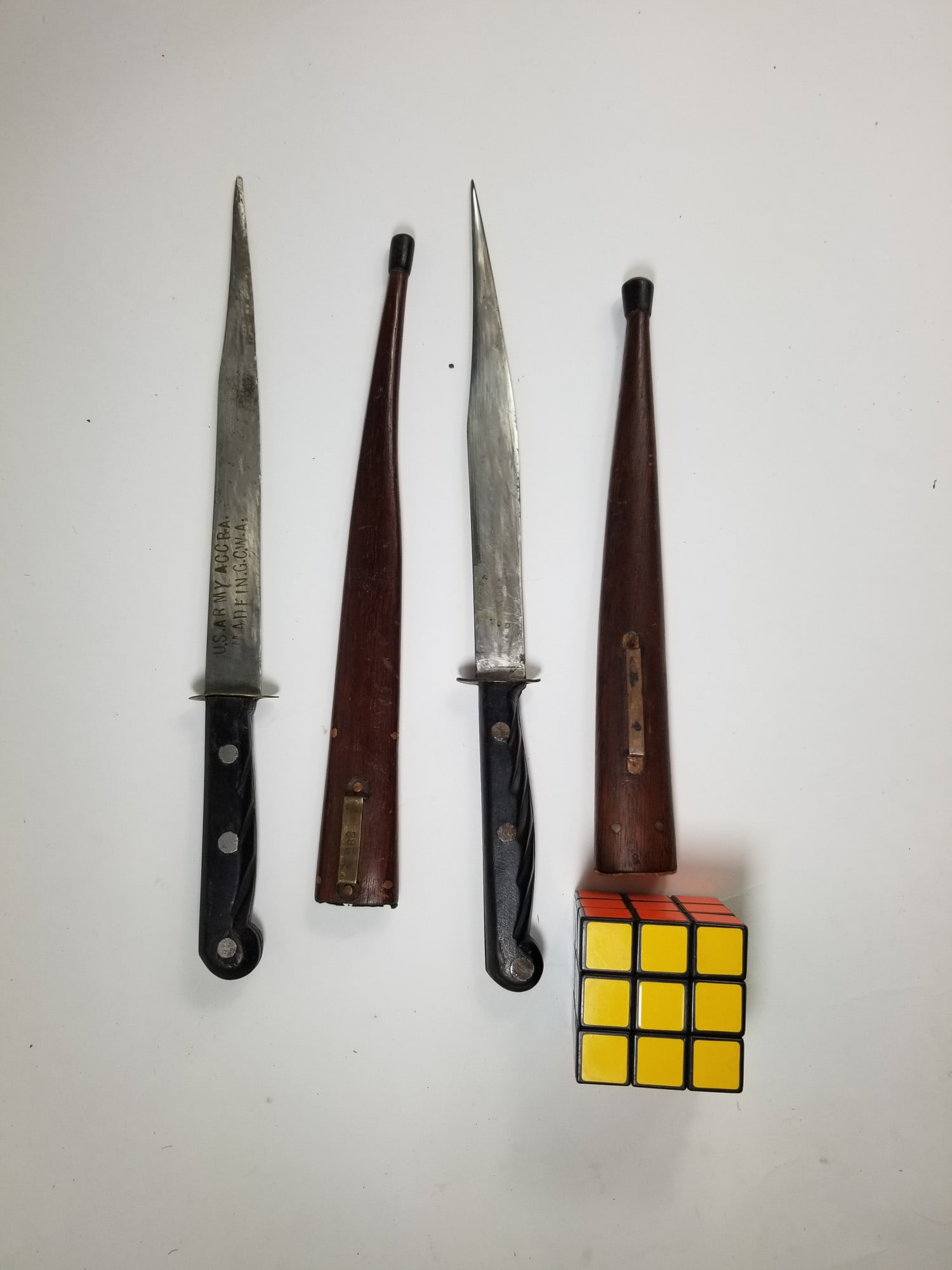 Two U.S. Army Gold Coast Made Daggers with Sheaths - 2