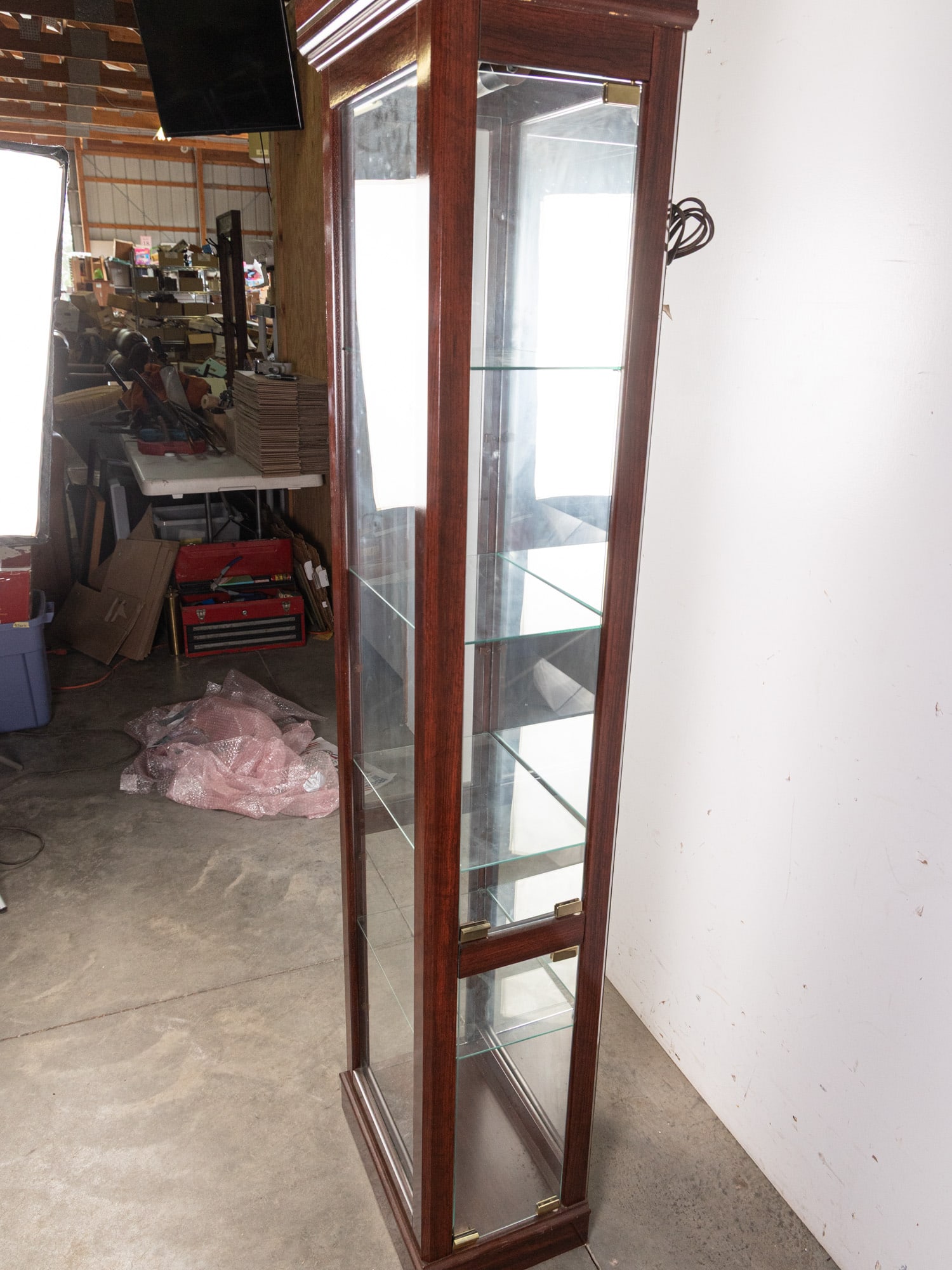 Vintage Glass Front Lighted Curio Cabinet - 5