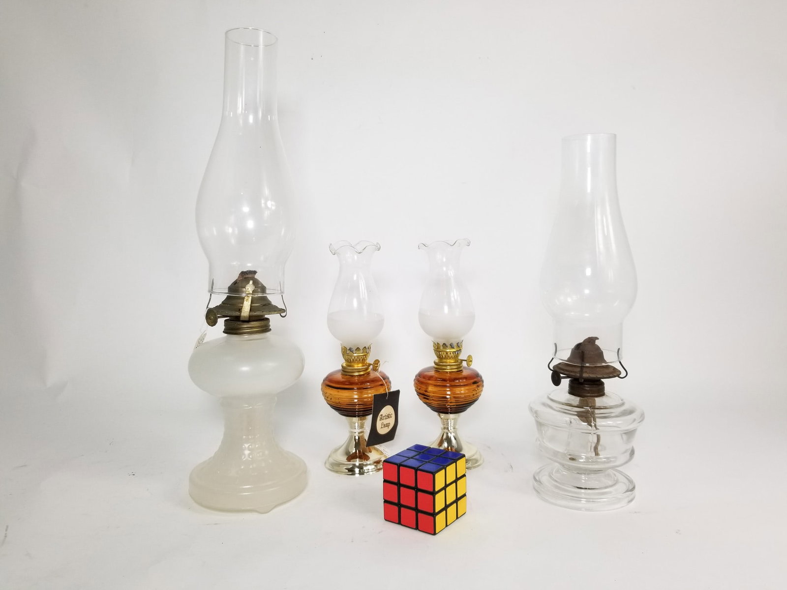 Assortment of Antique Oil Kerosene Lamps - 2