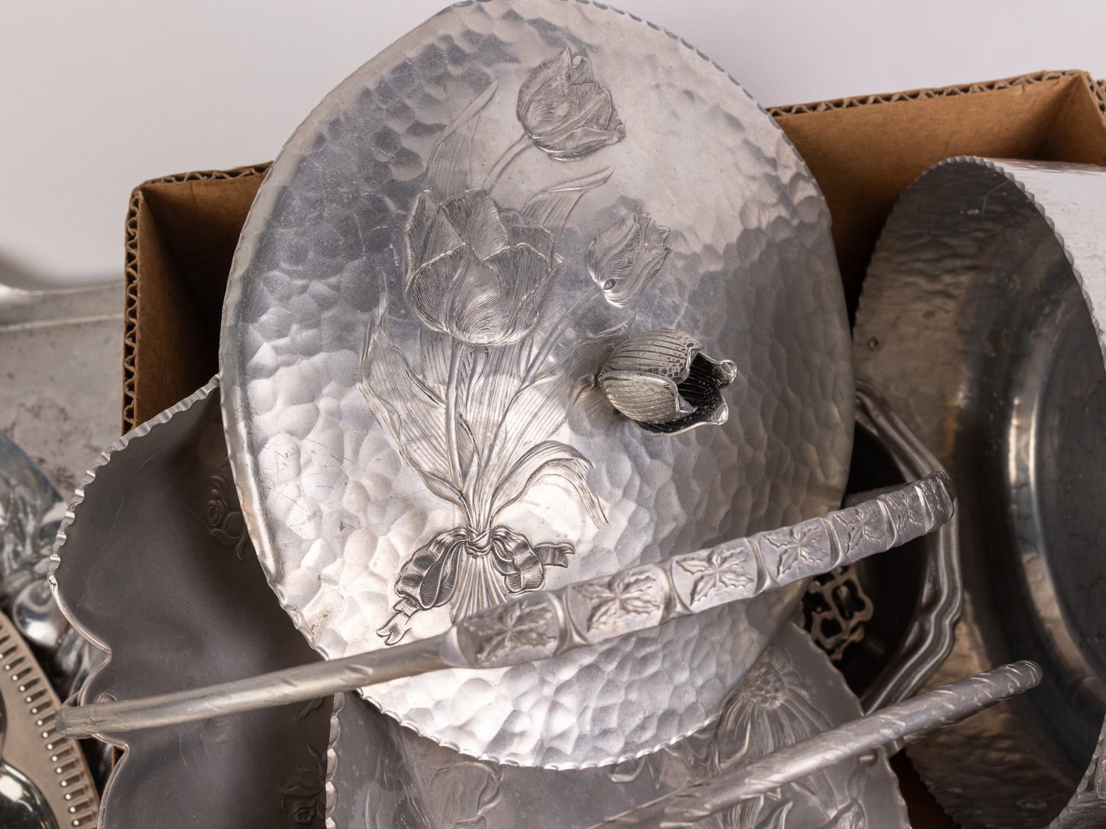 Lot of Assorted Vintage Hammered Aluminum and Metal Decor - 7