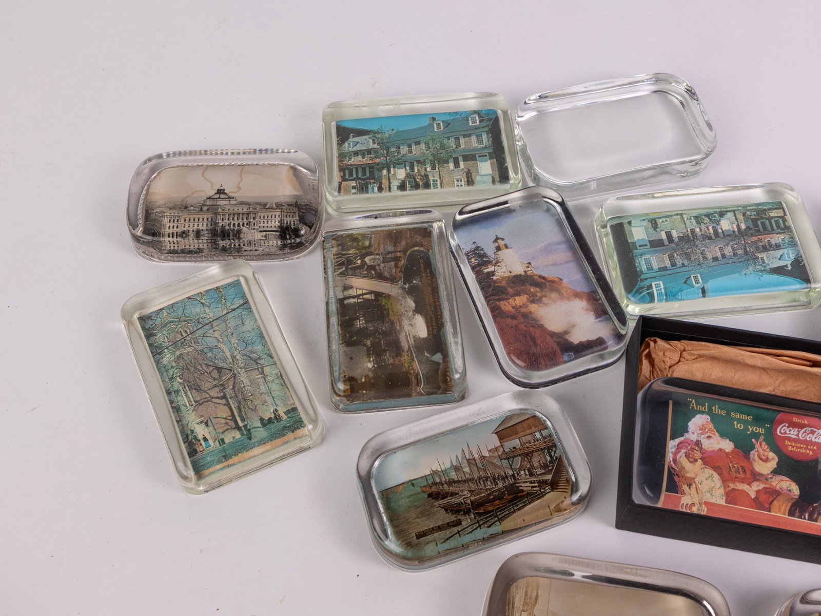 Assortment of Rectangular Paperweights ft. Vintage Christmas Coca-Cola Paperweight - 3