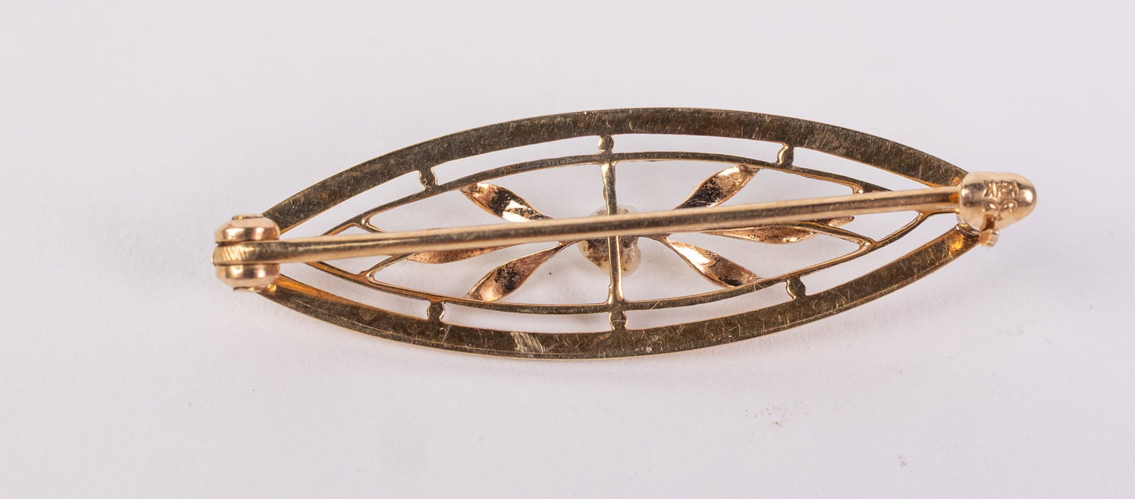 14KY Gold Openwork Art Nouveau Brooch - 3