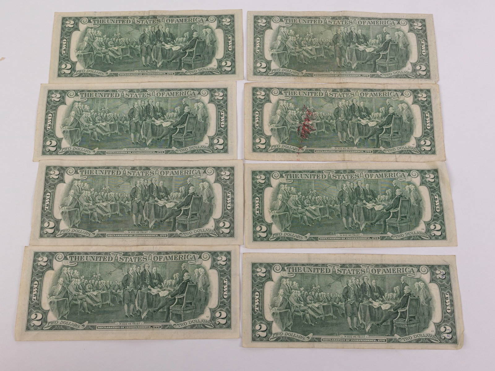 Set of Eight 1976 2 Dollar Bills - 2