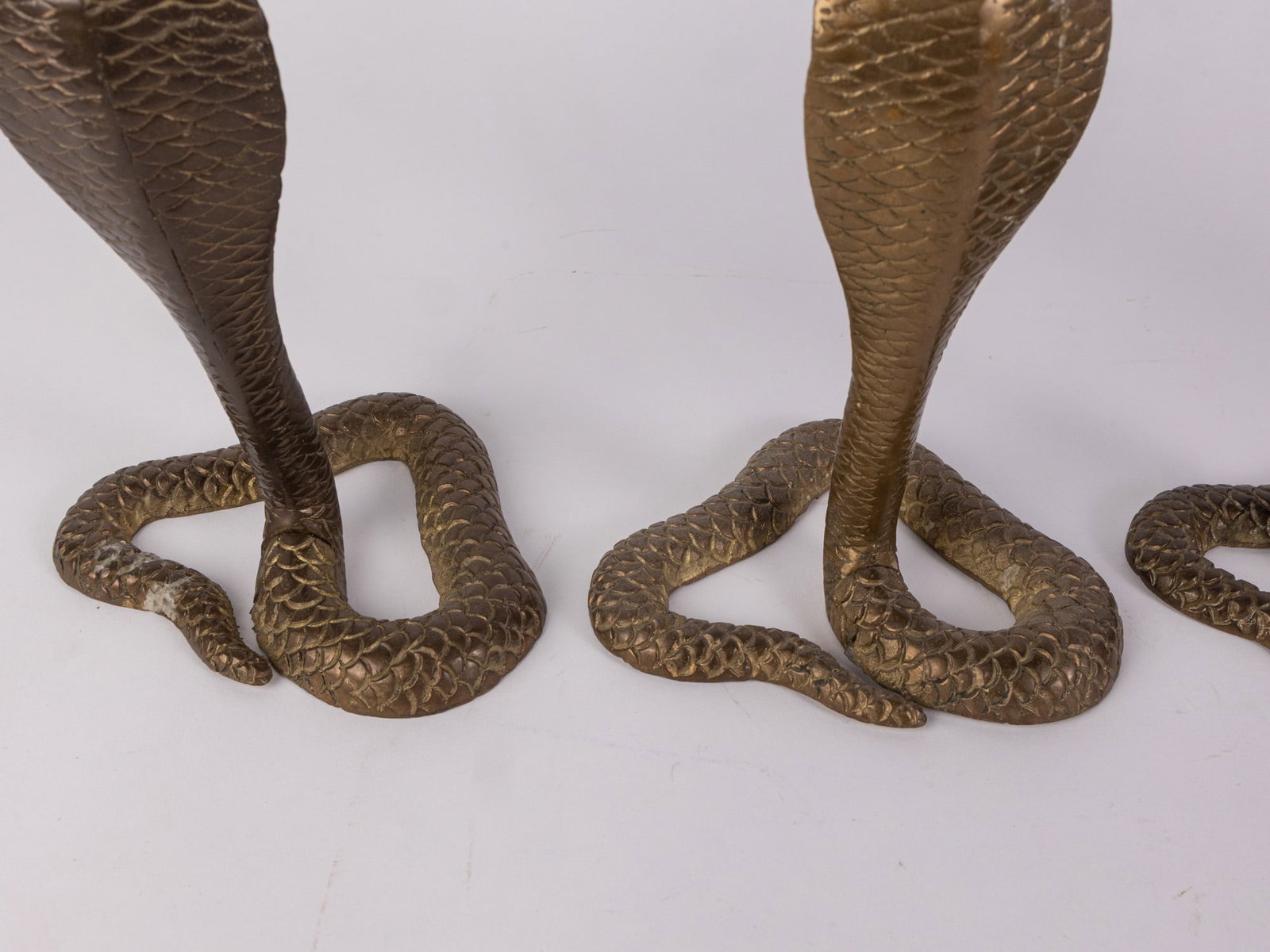 Set of Four Vintage Figural Cobra Brass Candlesticks - 7