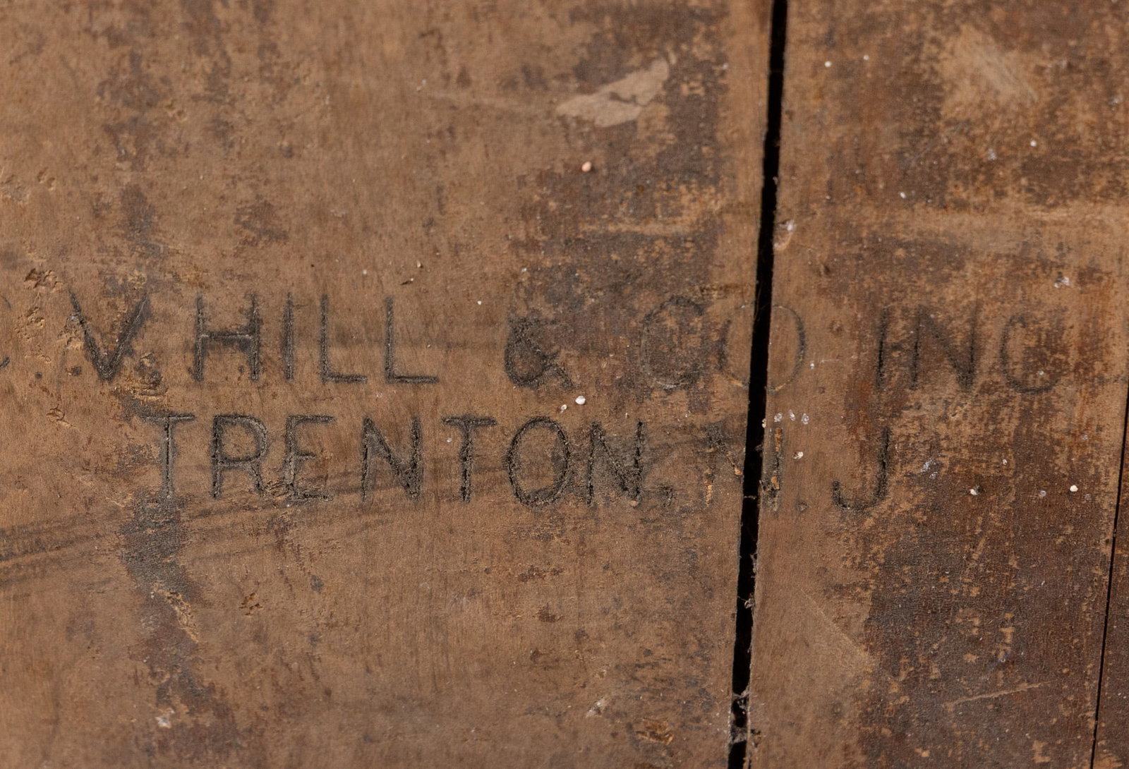 Local Antique Primitive Butcher Block "C.V. Hill & Co Inc Trenton, NJ" - 6