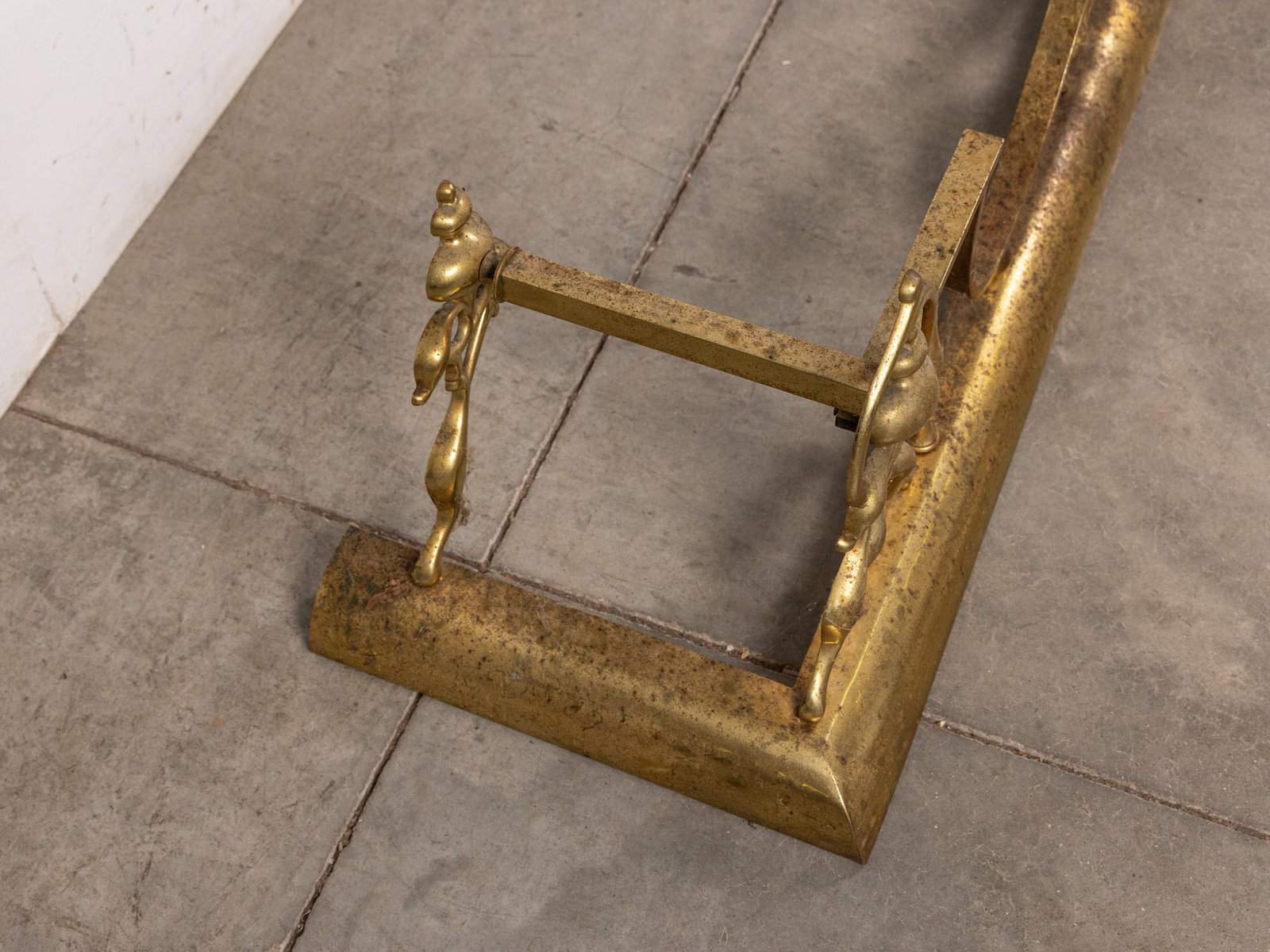 Large Architectural Brass Regency Fireplace Fender - 4