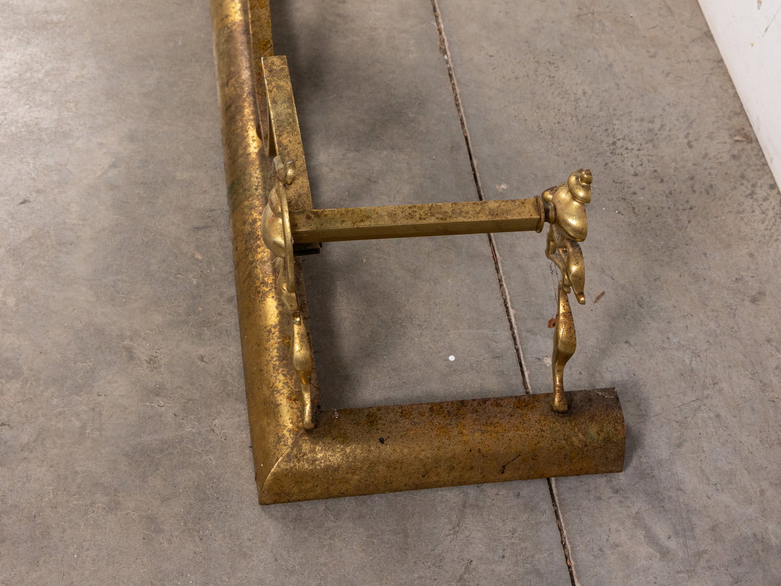 Large Architectural Brass Regency Fireplace Fender - 5