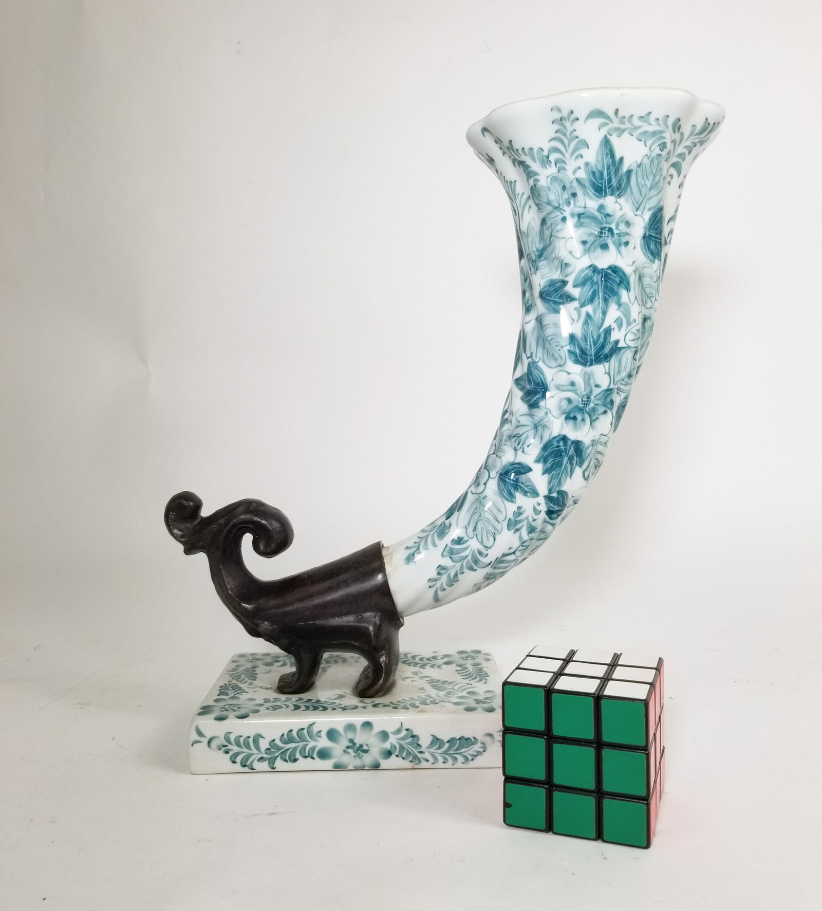 Maitland Smith Blue and White Porcelain Cornucopia - 2