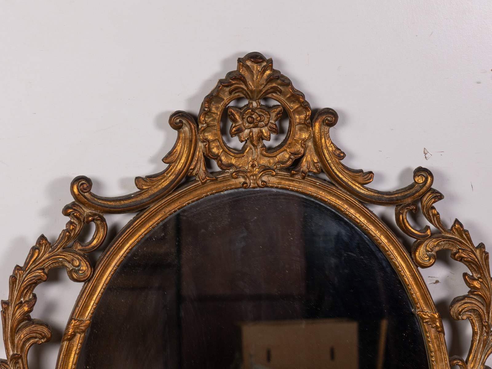 Ornate Gold Toned Wall Mounted Oval Mirror - 2