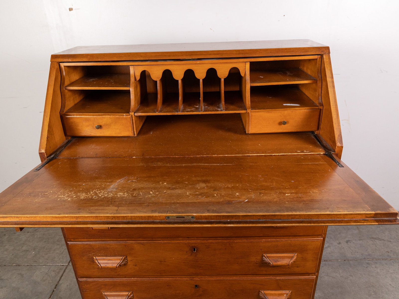 Vintage Maple Secretary Desk - 3