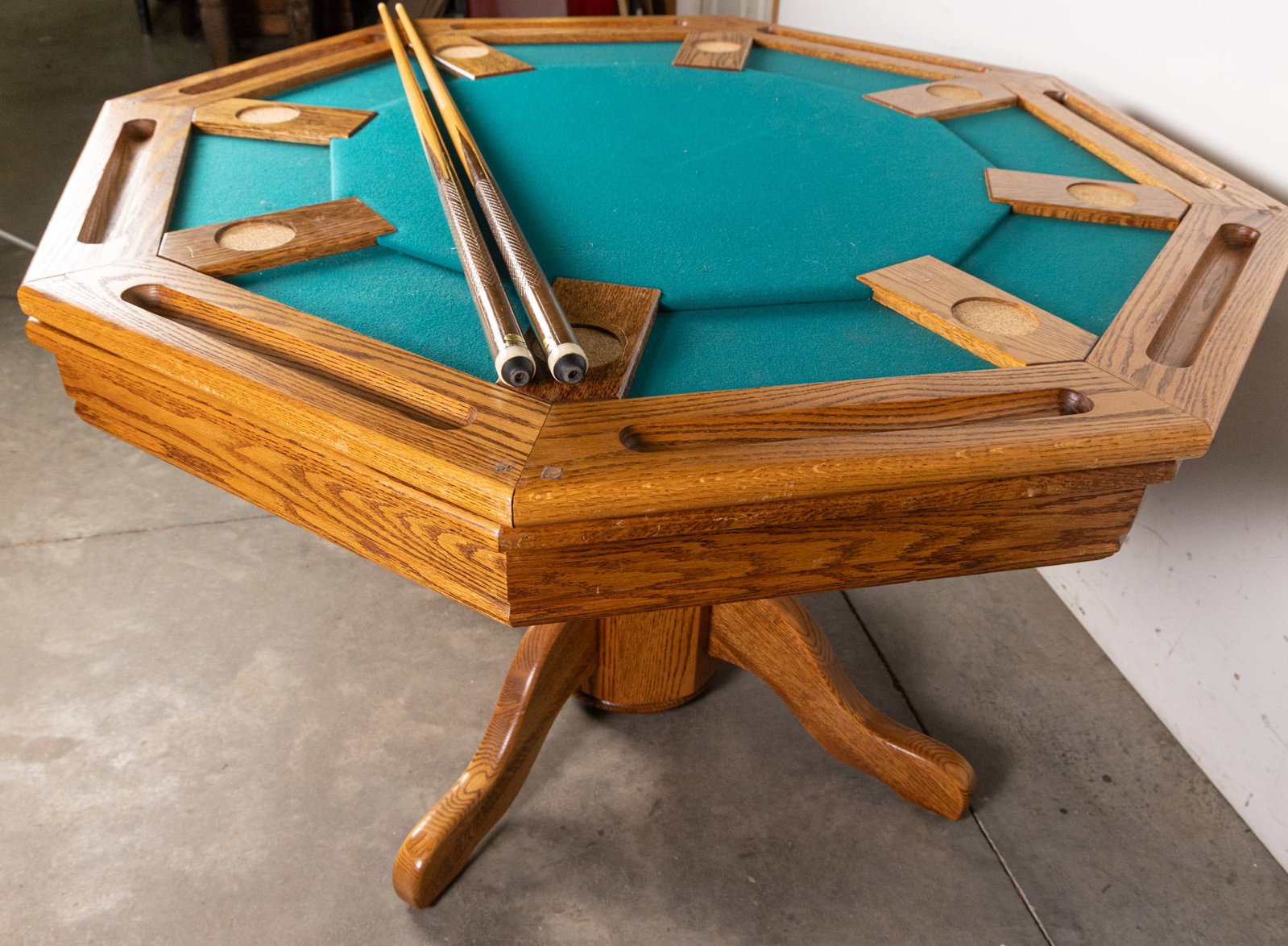 Vintage Game/Bumper Pool Oak Pedestal Table - 2