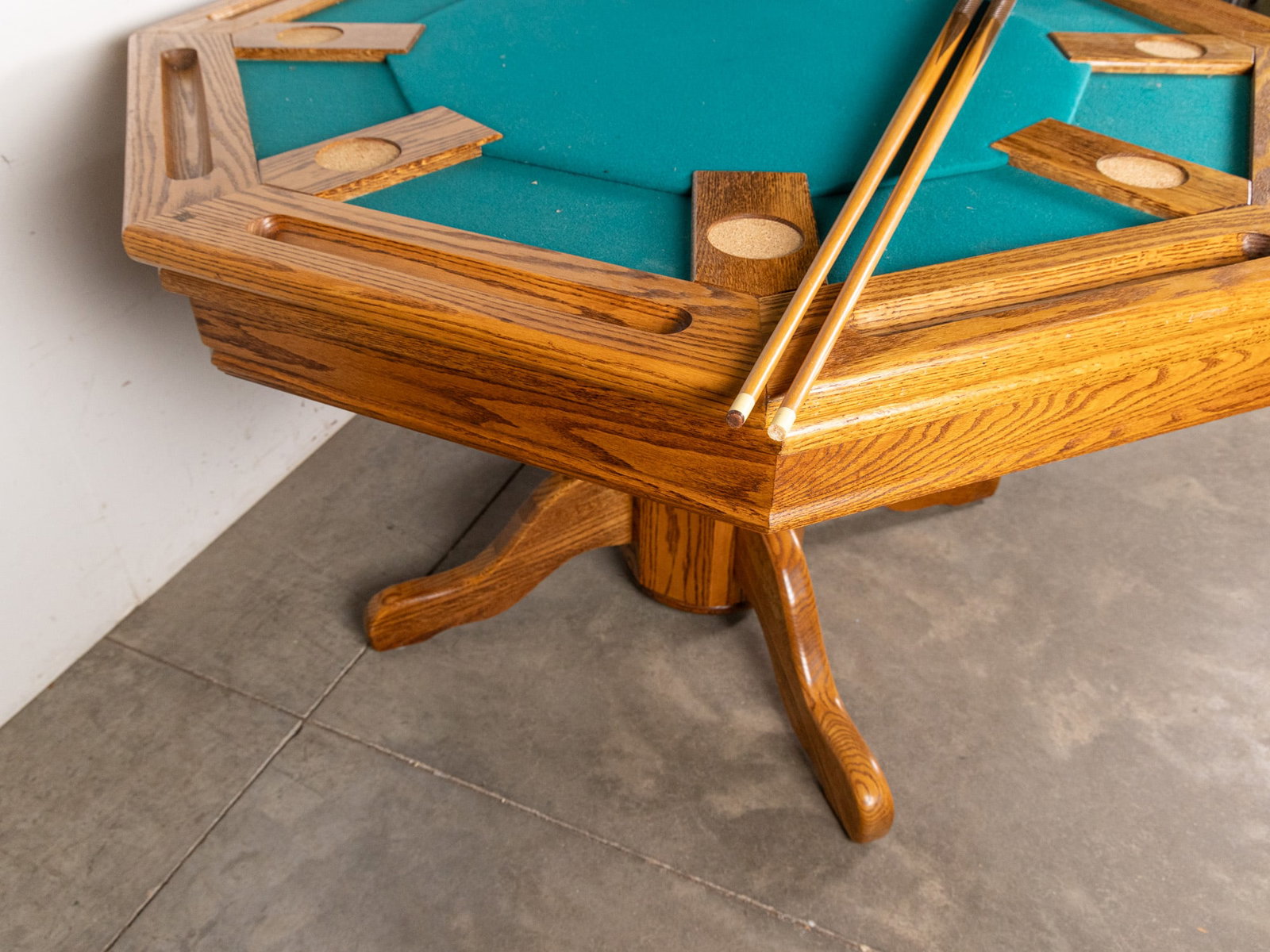 Vintage Game/Bumper Pool Oak Pedestal Table - 3