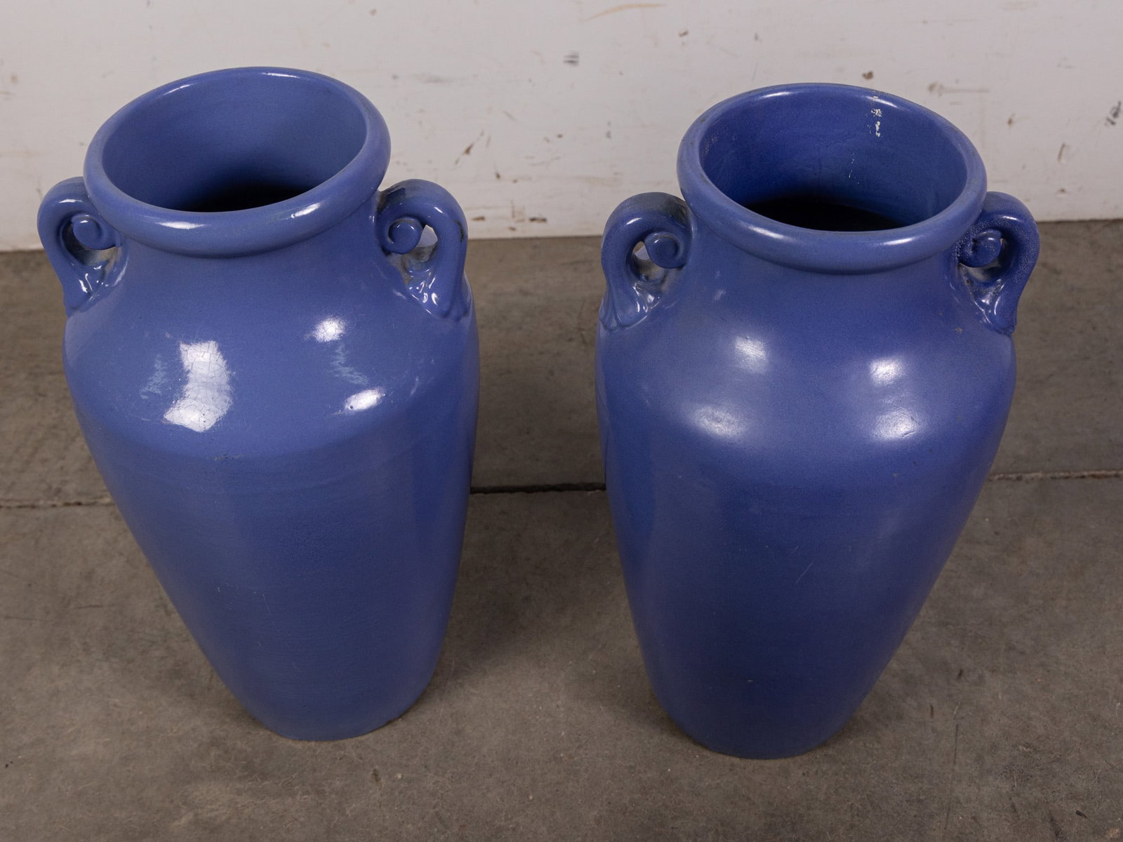 Pair of Vintage Large Blue Stoneware Vases - 2