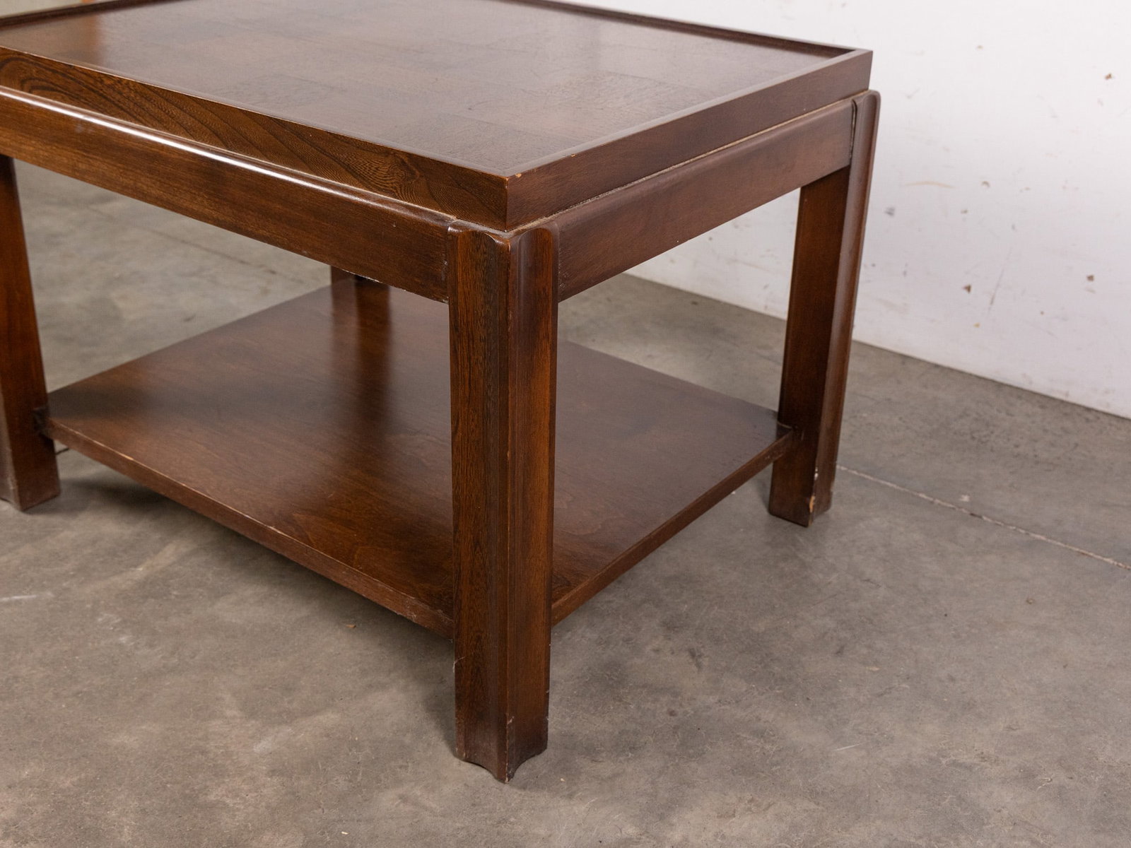Vintage Mid Century Parquet Side Table - 4