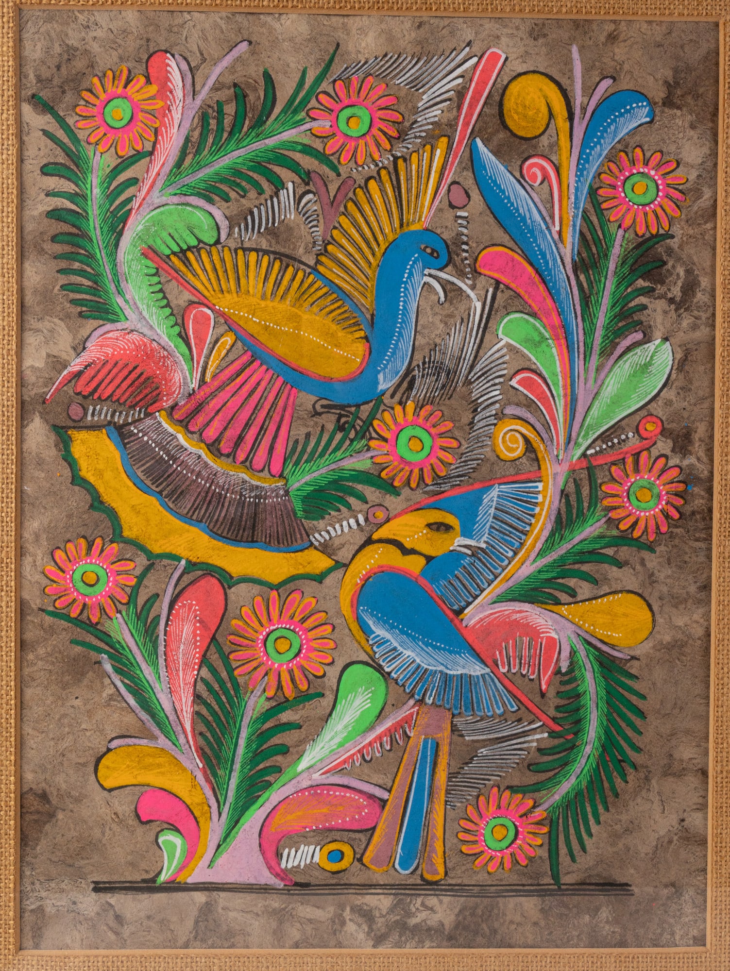 Two Pieces of Mexican Folk Art on Amate Bark Paper - 2