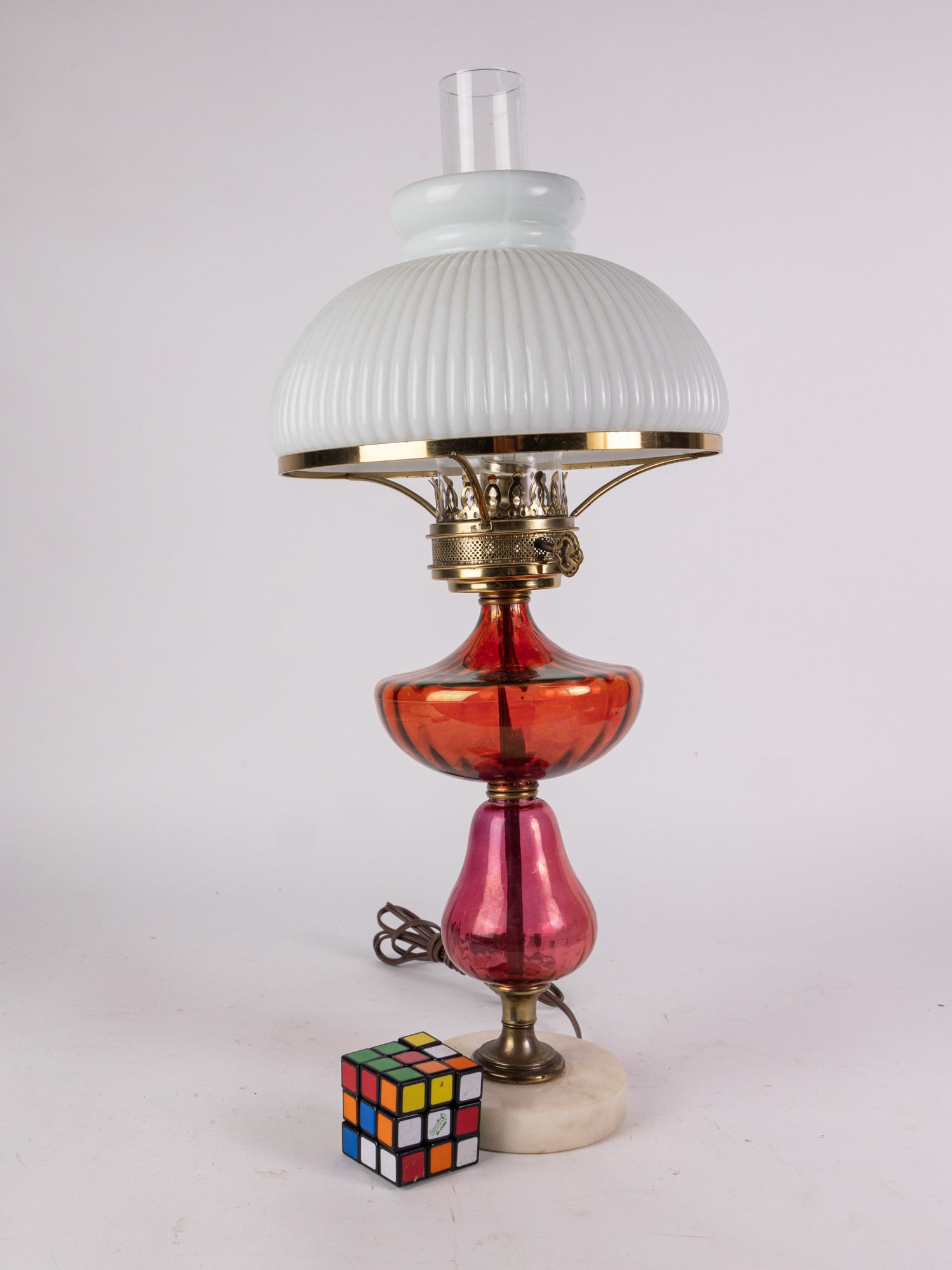 Cranberry Glass Vintage Electric Lamp - 2