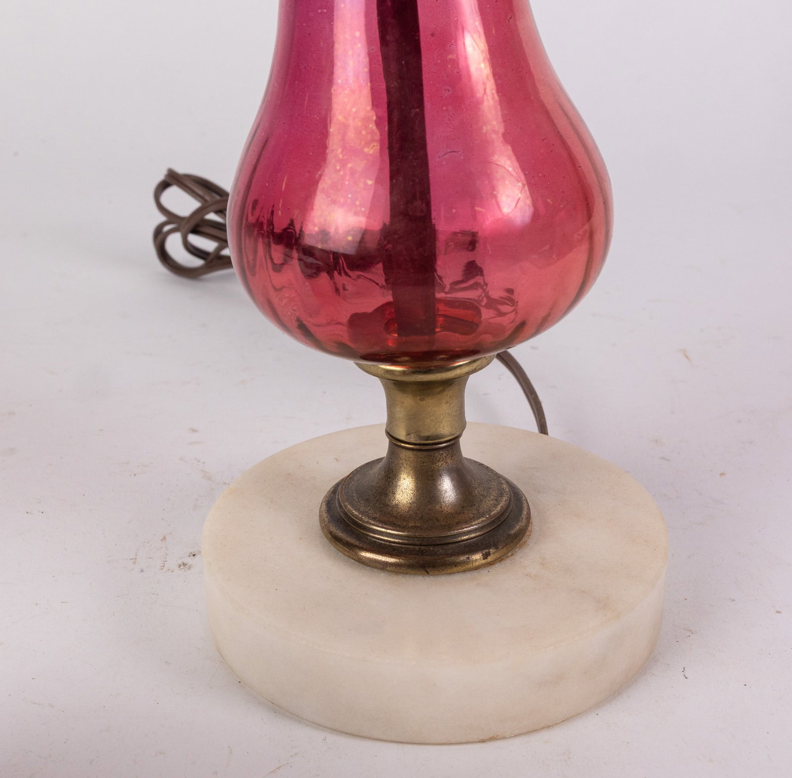 Cranberry Glass Vintage Electric Lamp - 5