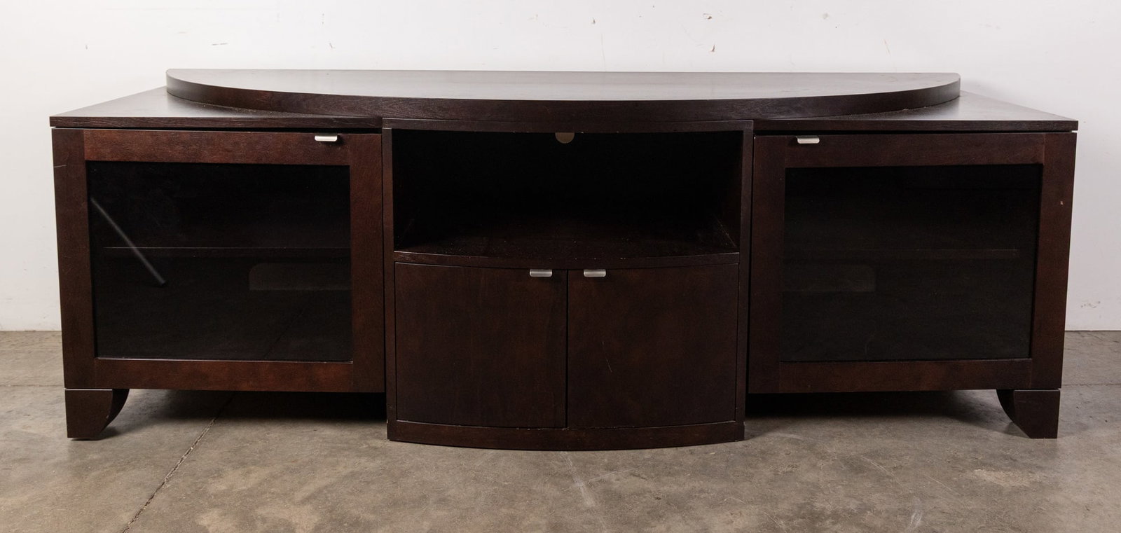 Dark Brown Curved Entertainment Center (1 of 5)