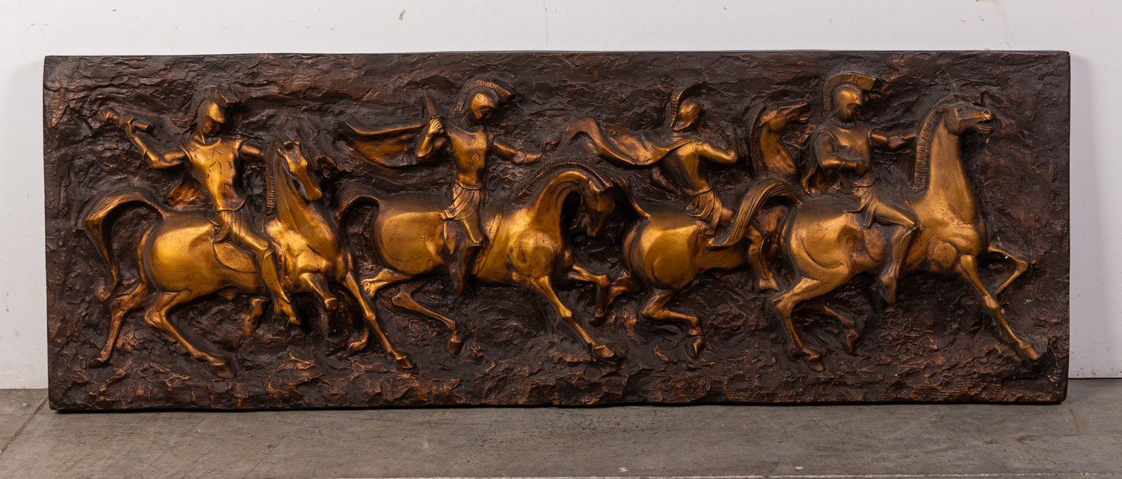 Mid Century J. Segura Fiberglass Gladiator Wall Relief: Mid Century J. Segura Fiberglass Gladiator Wall Relief Size 22" x 61" Literature Brooks Auction – Online Auction Terms & Conditions Contact: (856) 694-2960 | info@brooks.auction READ BEFORE YOU