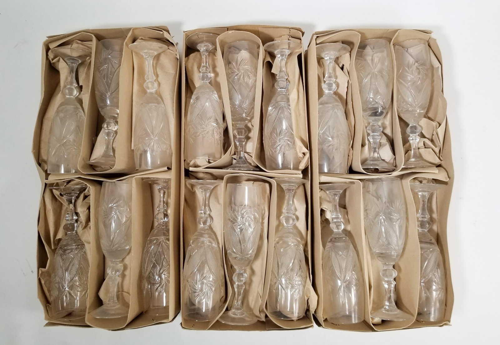 Vintage Crystal Glassware Set: Vintage Crystal Glassware Set Size 7" x 12" x 12" Literature Brooks Auction – Online Auction Terms & Conditions Contact: (856) 694-2960 | info@brooks.auction READ BEFORE YOU BID: We want you to