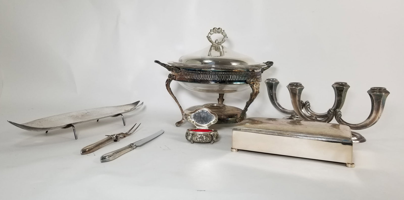 Silver Plate Assortment Lot: Silver Plate Assortment Lot Size 7" x 12" x 12" Literature Brooks Auction – Online Auction Terms & Conditions Contact: (856) 694-2960 | info@brooks.auction READ BEFORE YOU BID: We want you to