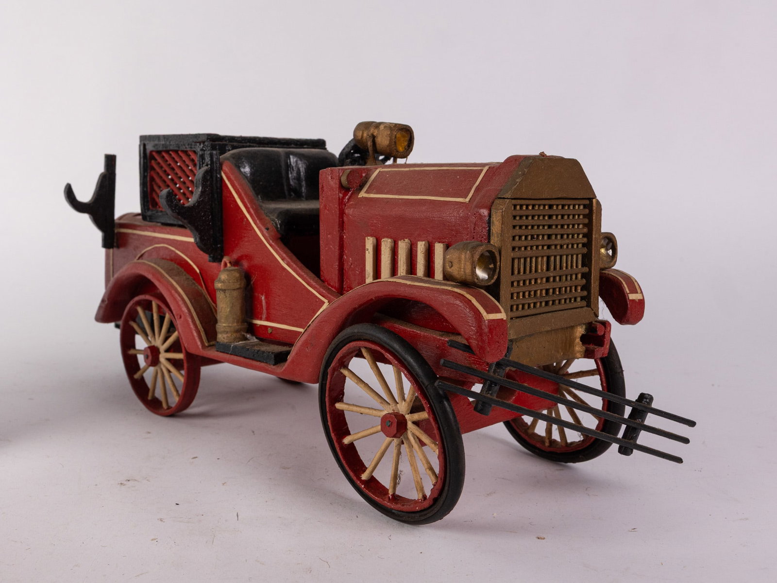 Vintage Wooden Model Fire Truck and Harley Davidson Frame - 4