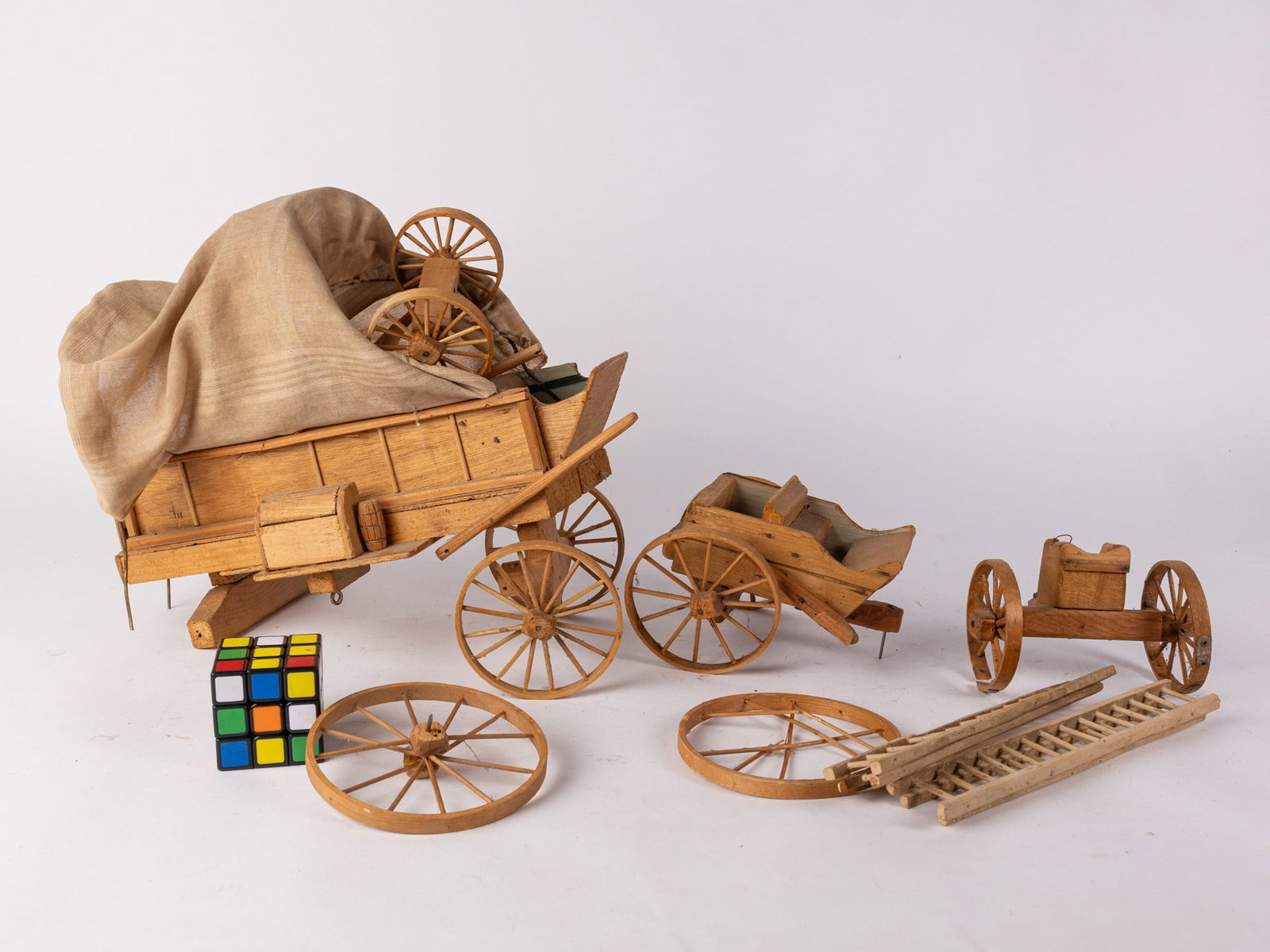 Vintage Wooden Model Covered Wagon - 2