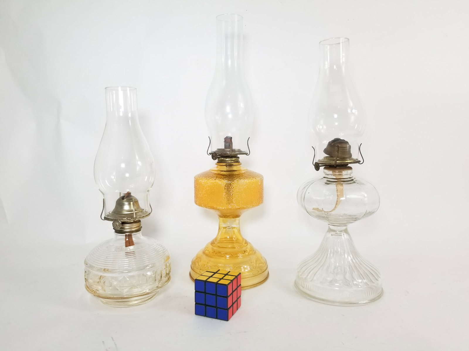 Three Vintage Kerosene Oil Lamps - 2