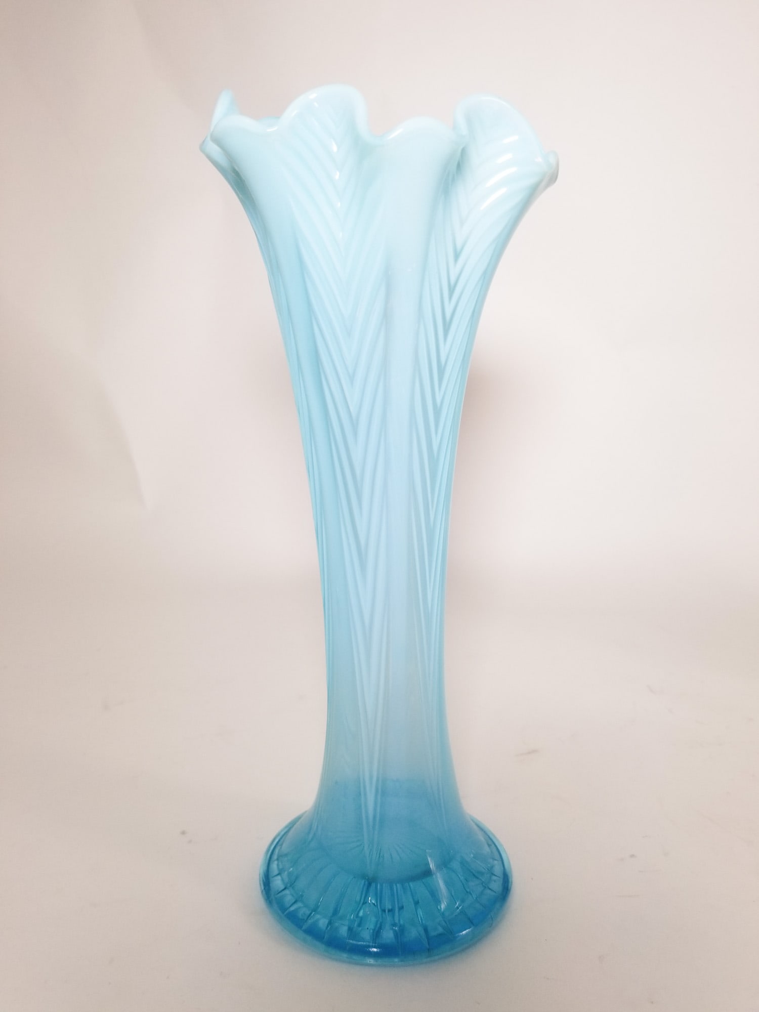 Three Glass Vases ft. Northwood Feather Glass Vase - 3