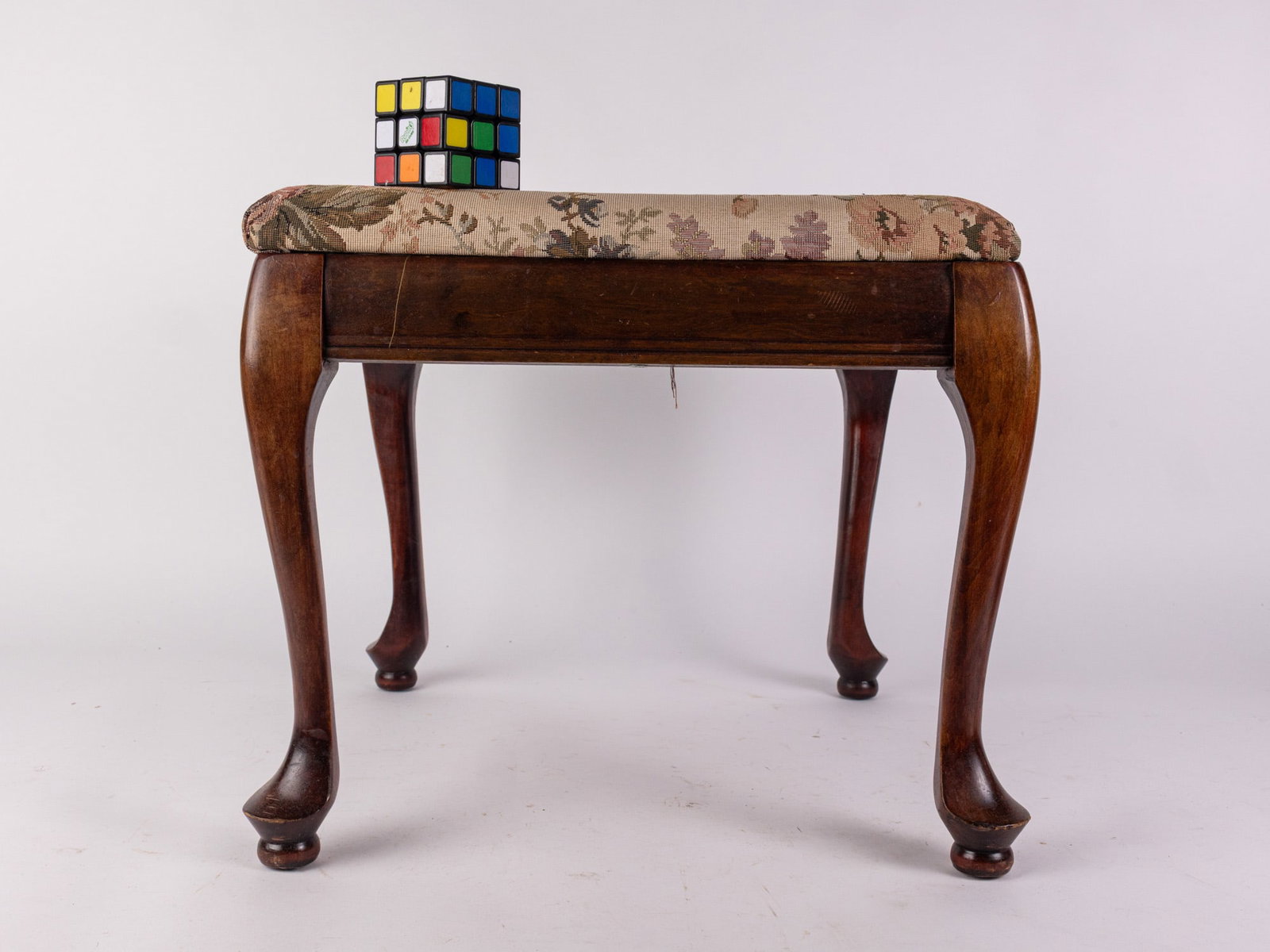 Tapestry Upholstered Vintage Footstool - 2
