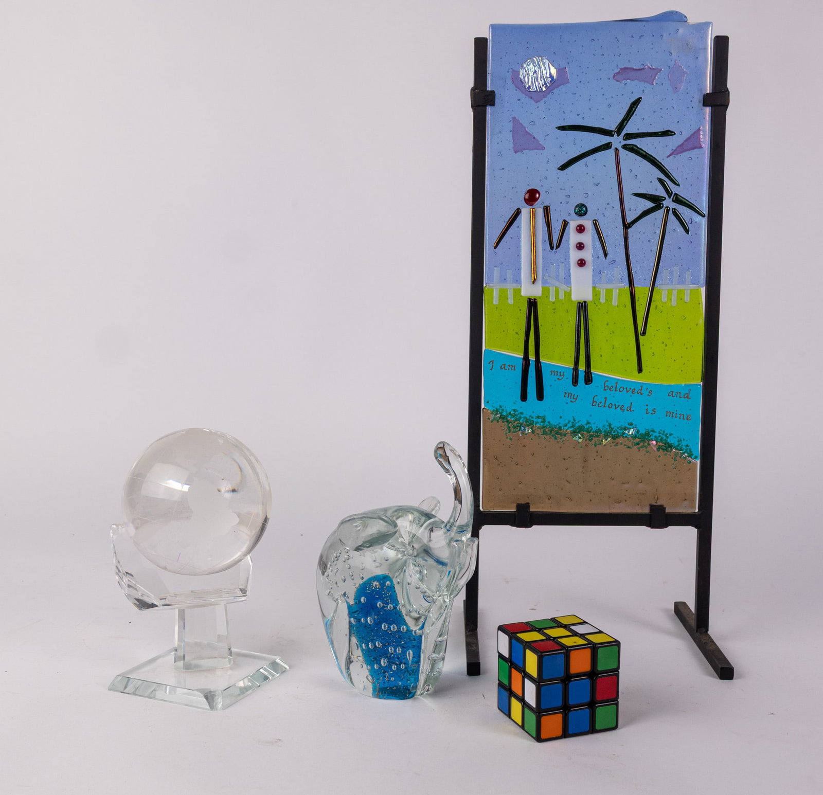 Grouping of Art Glass Articles ft. Fused Glass Art Piece - 2