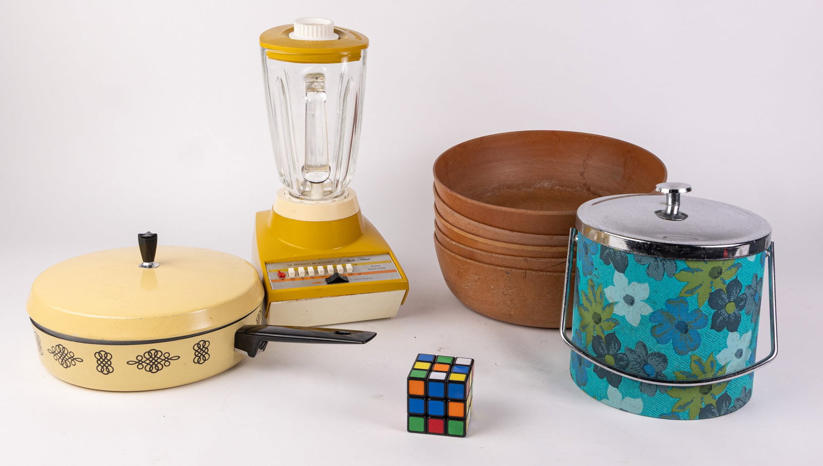 Grouping of Mid Century Kitchen Articles ft. Floral Chrome Ice Bucket - 2