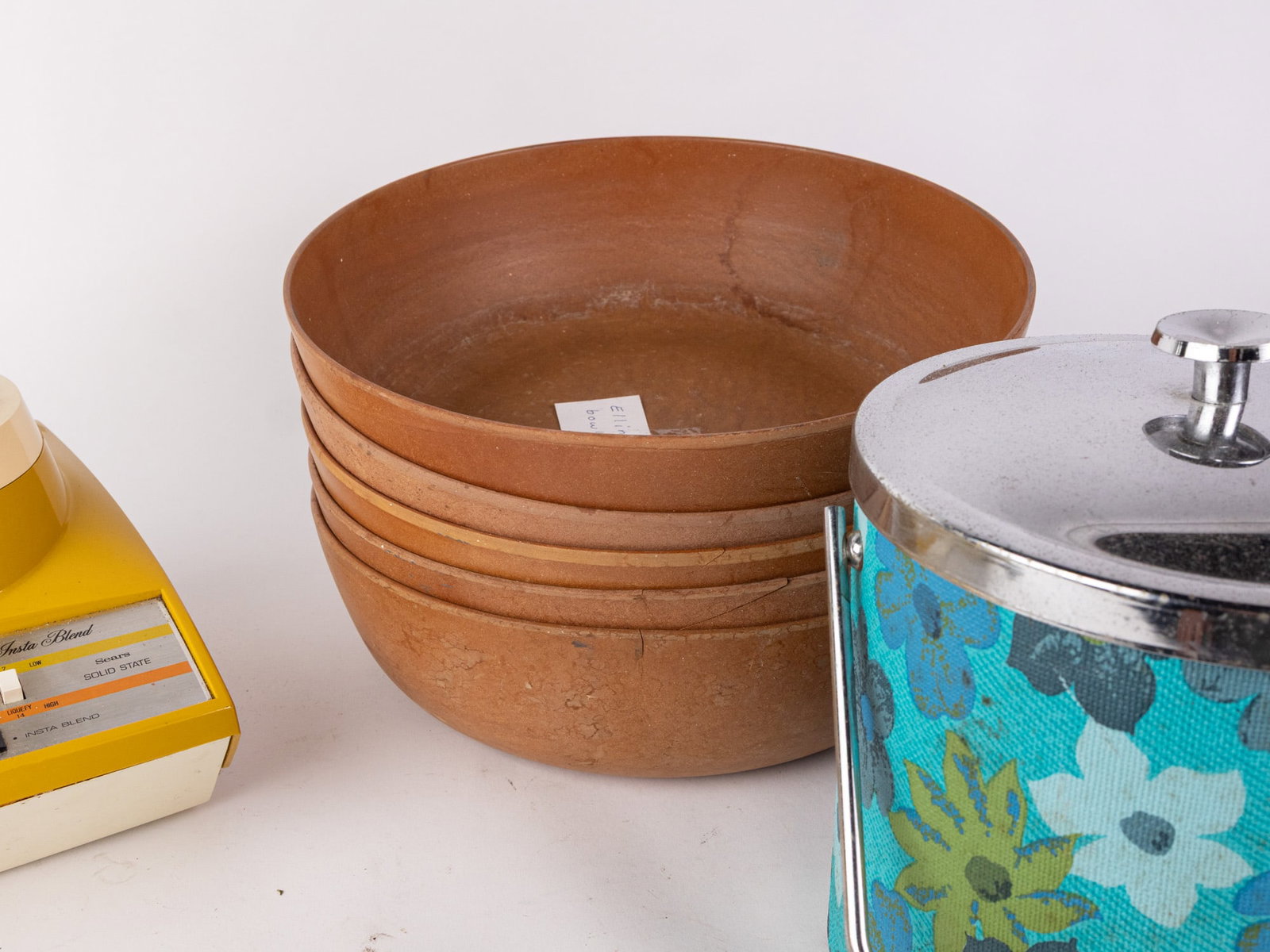 Grouping of Mid Century Kitchen Articles ft. Floral Chrome Ice Bucket - 5