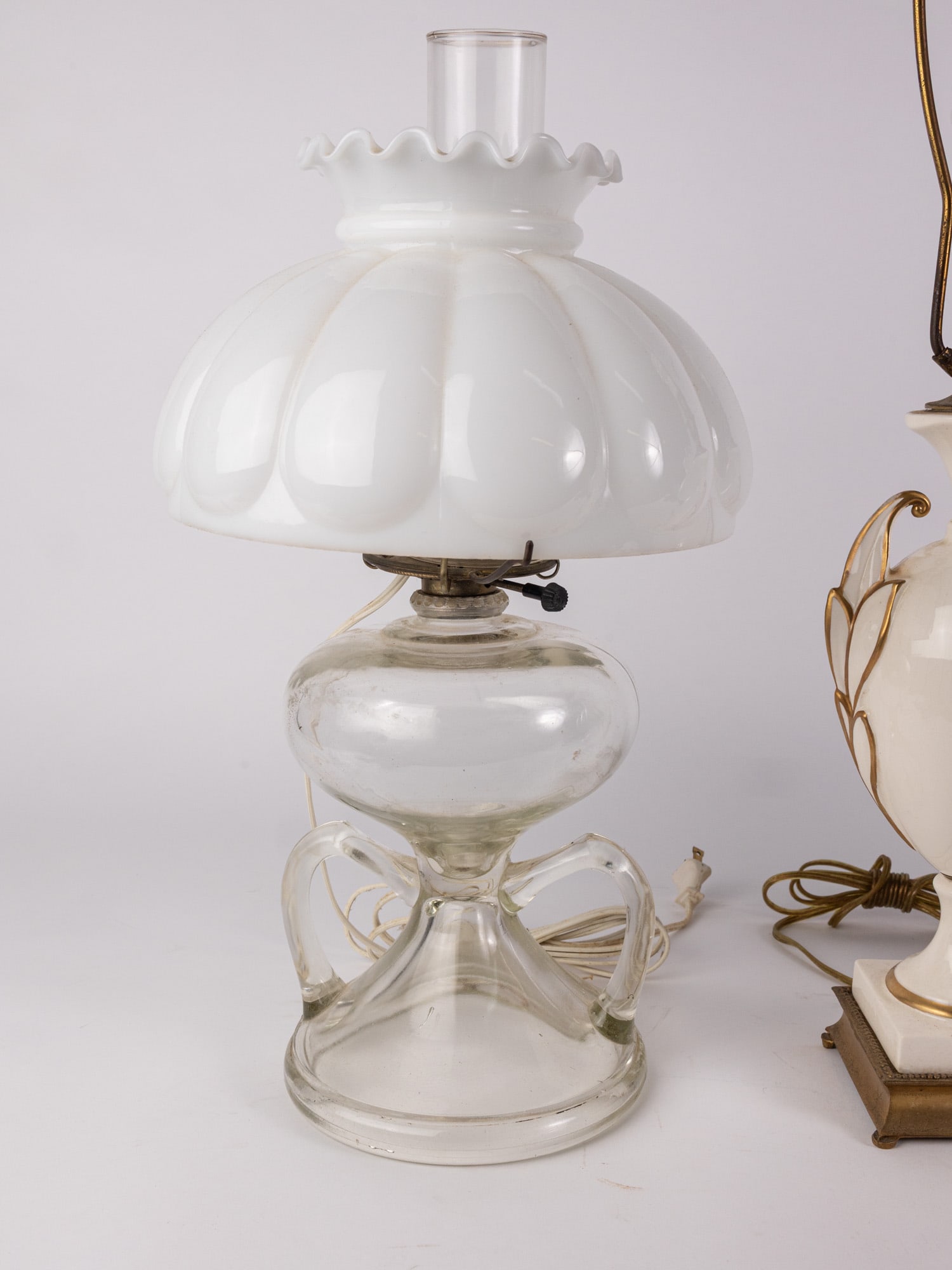 Three Vintage Lamps ft. Hurricane Lamps - 3