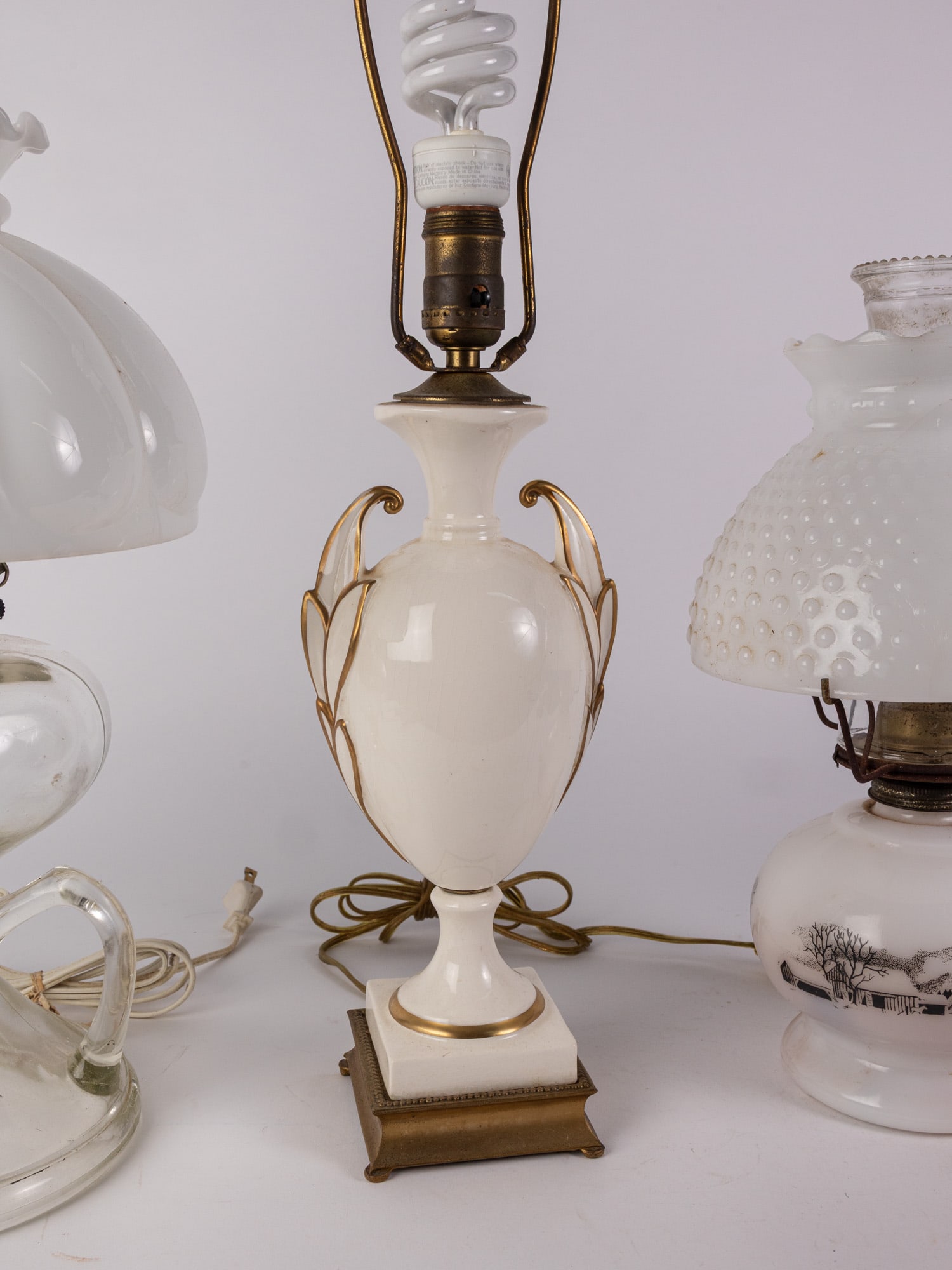 Three Vintage Lamps ft. Hurricane Lamps - 4