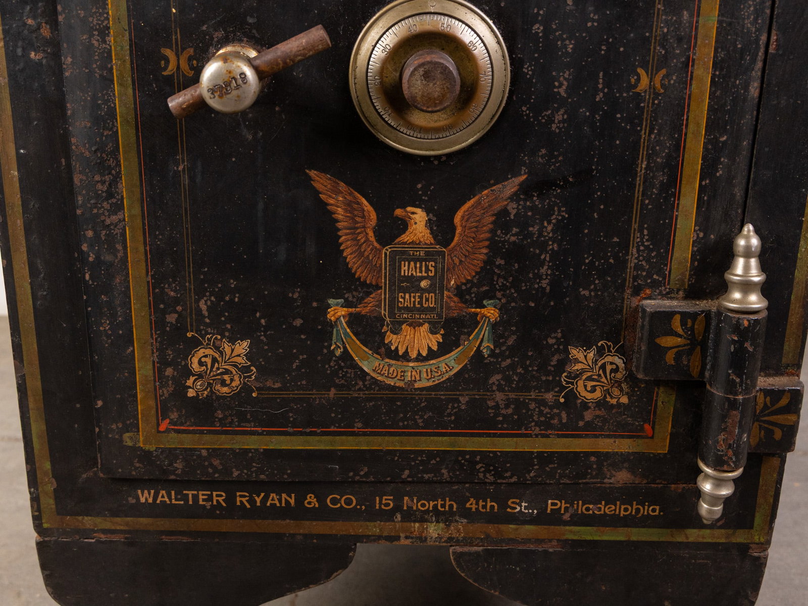 Antique "The Hall's Safe Co." Rolling Floor Safe - 2
